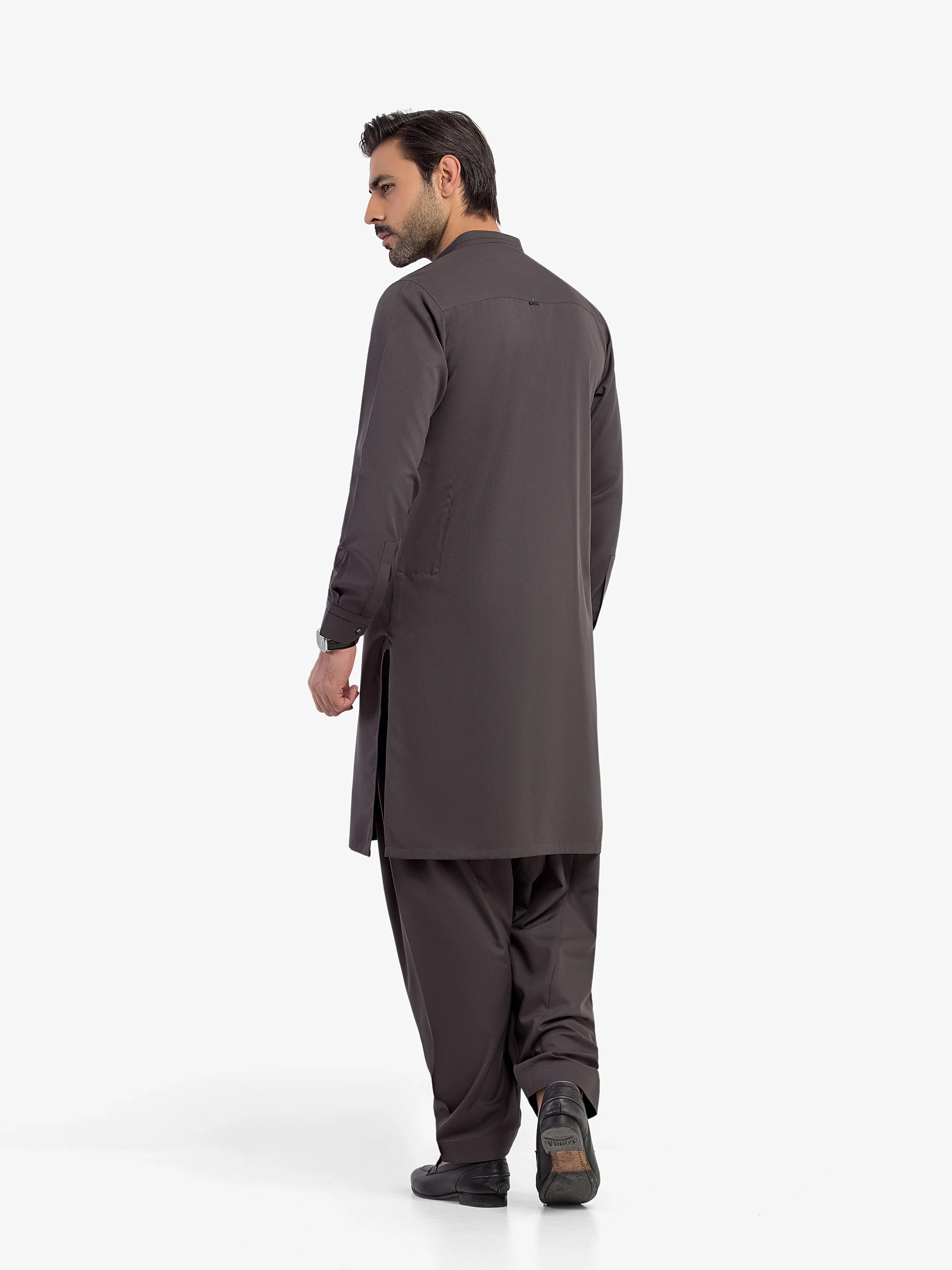 Men's Charcoal Shalwar Kameez - EMTKST5-99622 - Image 5