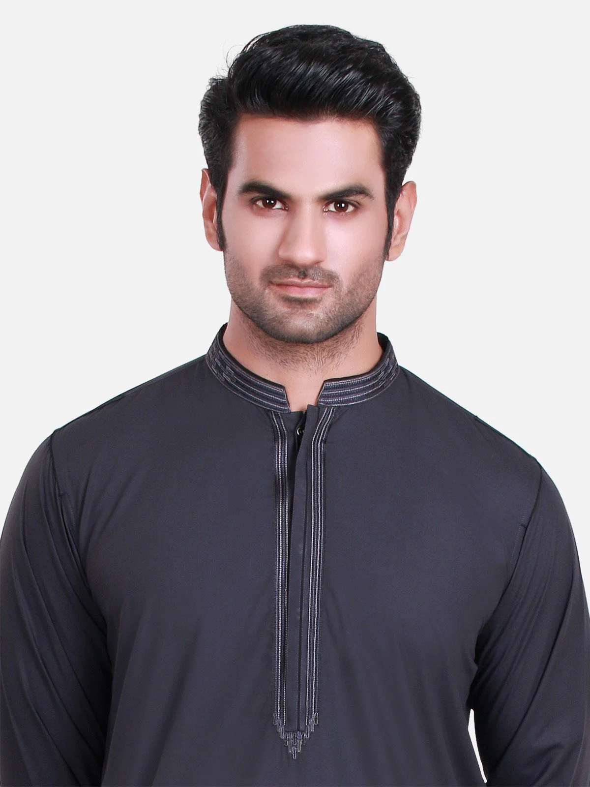 Men's Charcoal Shalwar Kameez - MTKS-C16S-40388 - Image 2