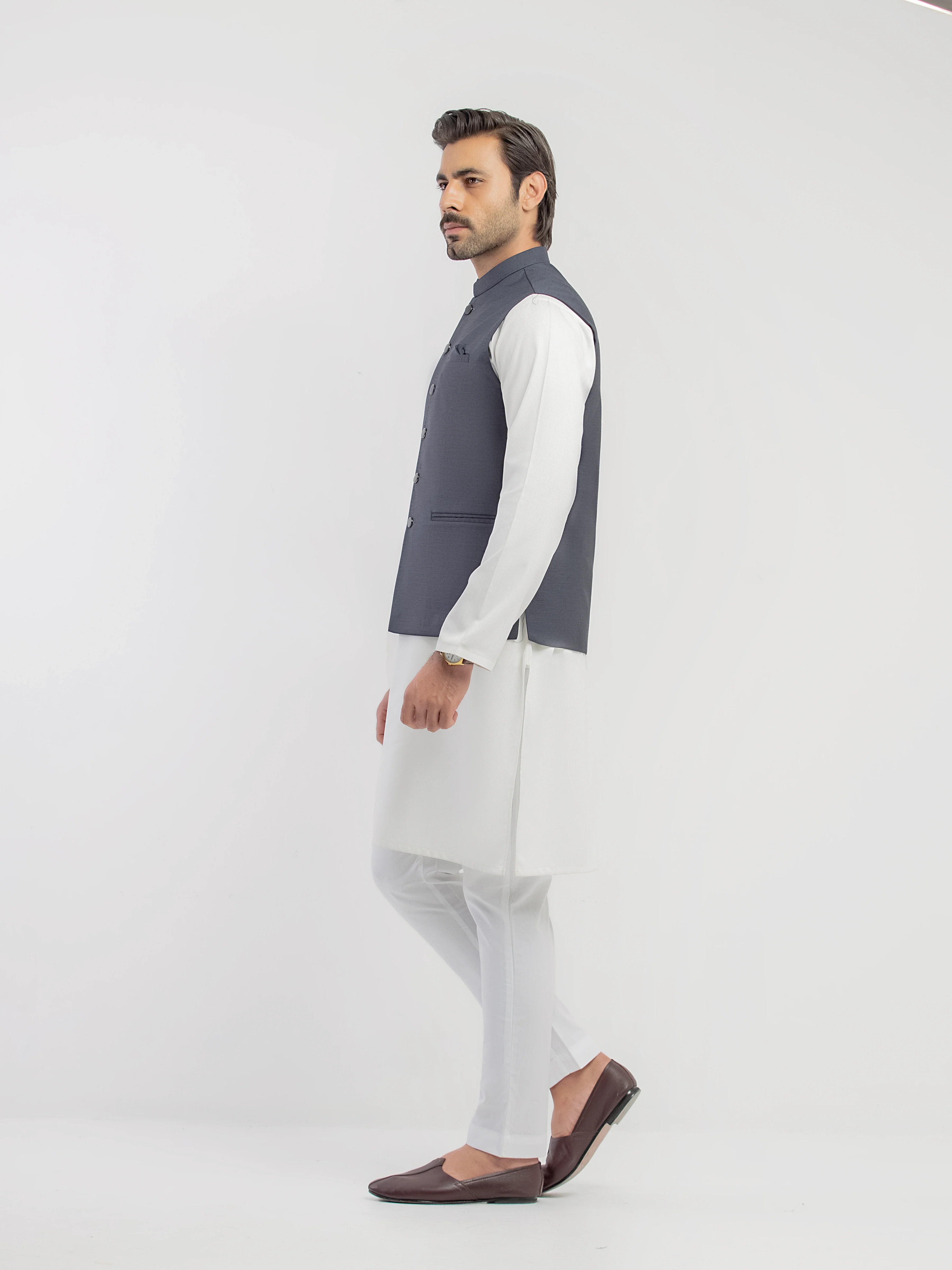 Men's Charcoal Waist Coat - EMTWCP5-35989 - Image 4