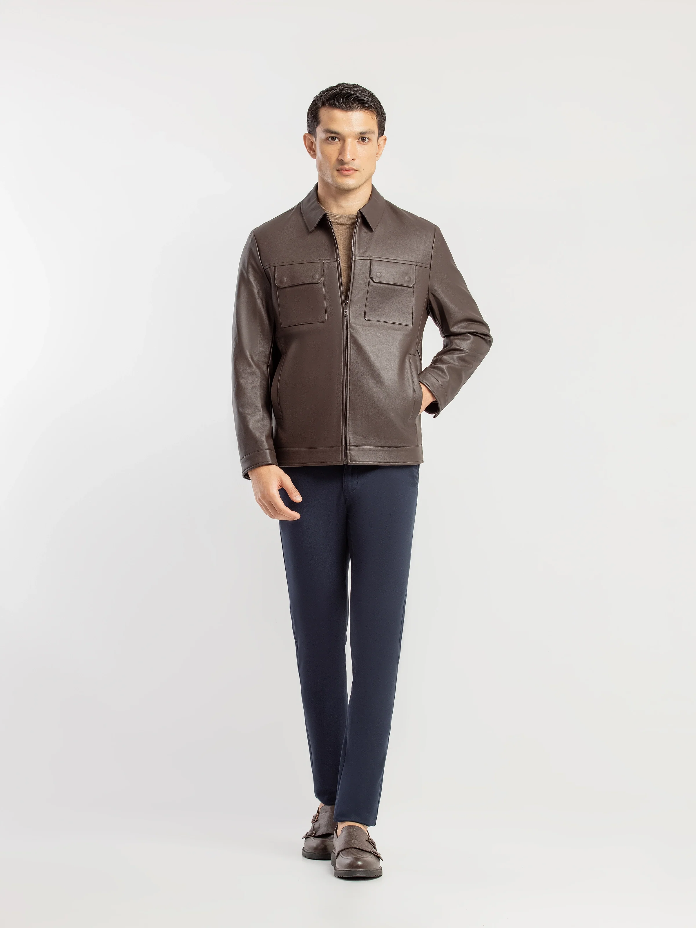 Men's Chocolate Brown Jacket - EMTJ5-009 - Image 2
