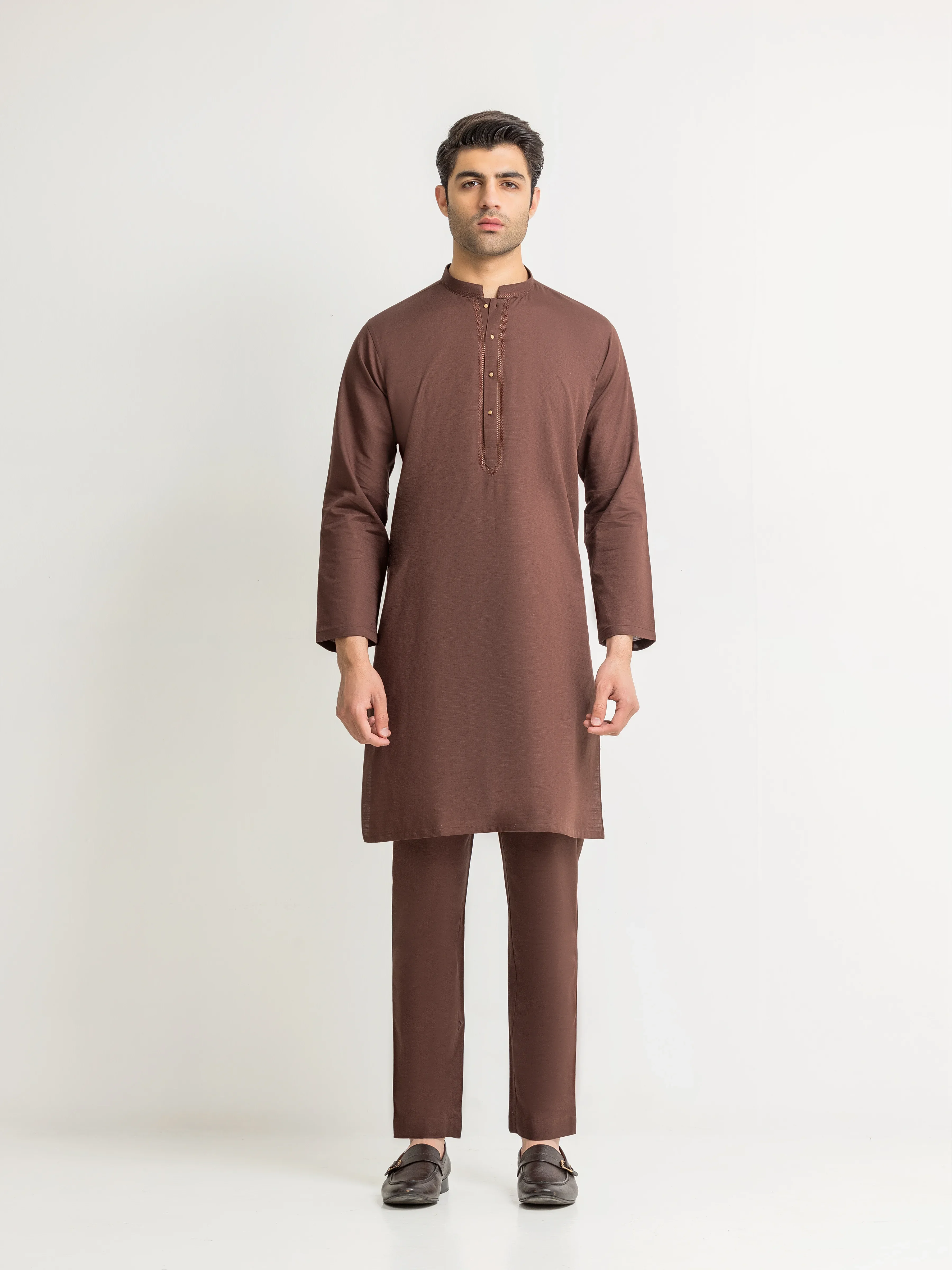 Men's Chocolate Brown Kurta Pajama - EMTKPT5-092
