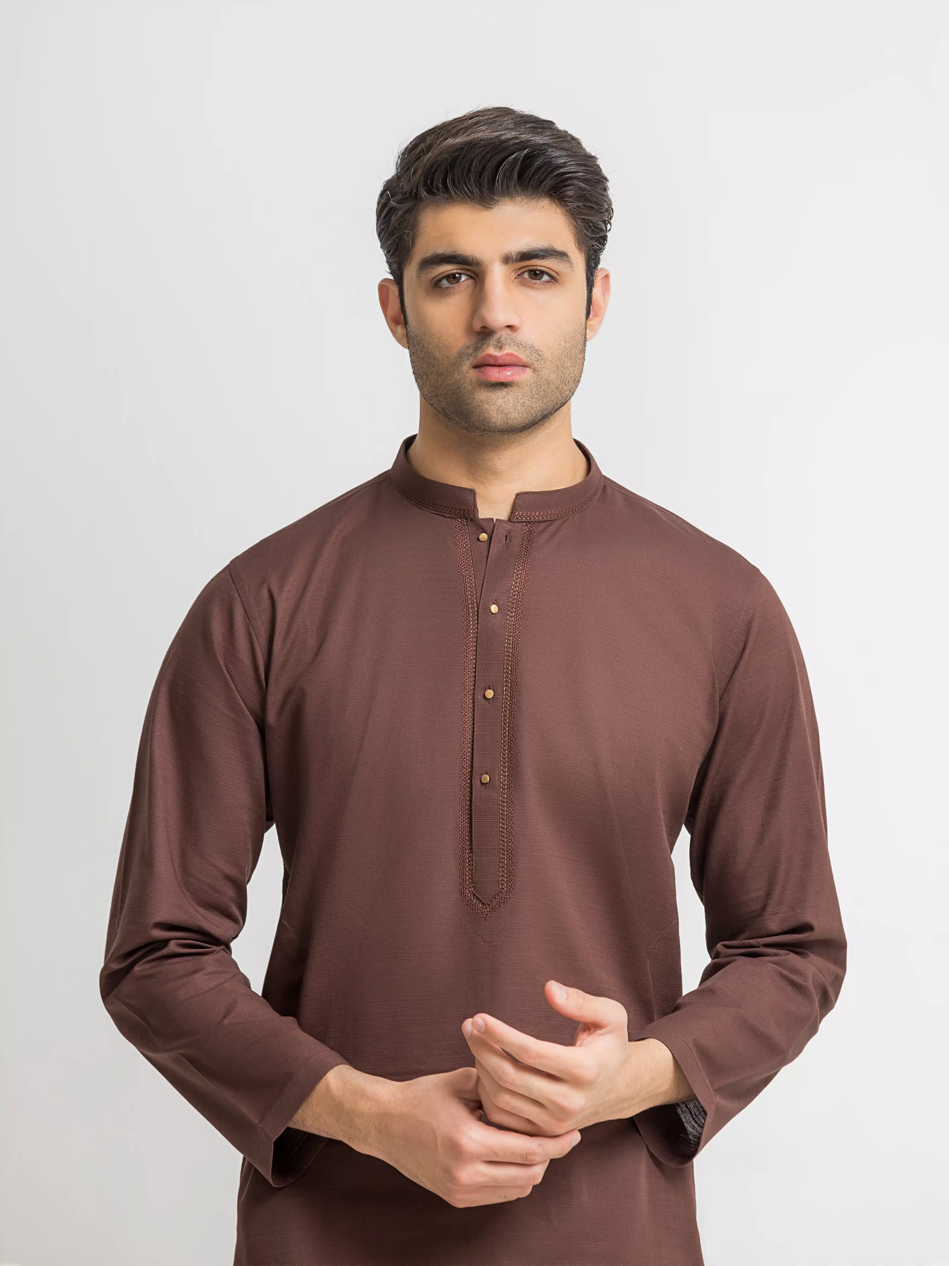 Men's Chocolate Brown Kurta Pajama - EMTKPT5-092 - Image 2