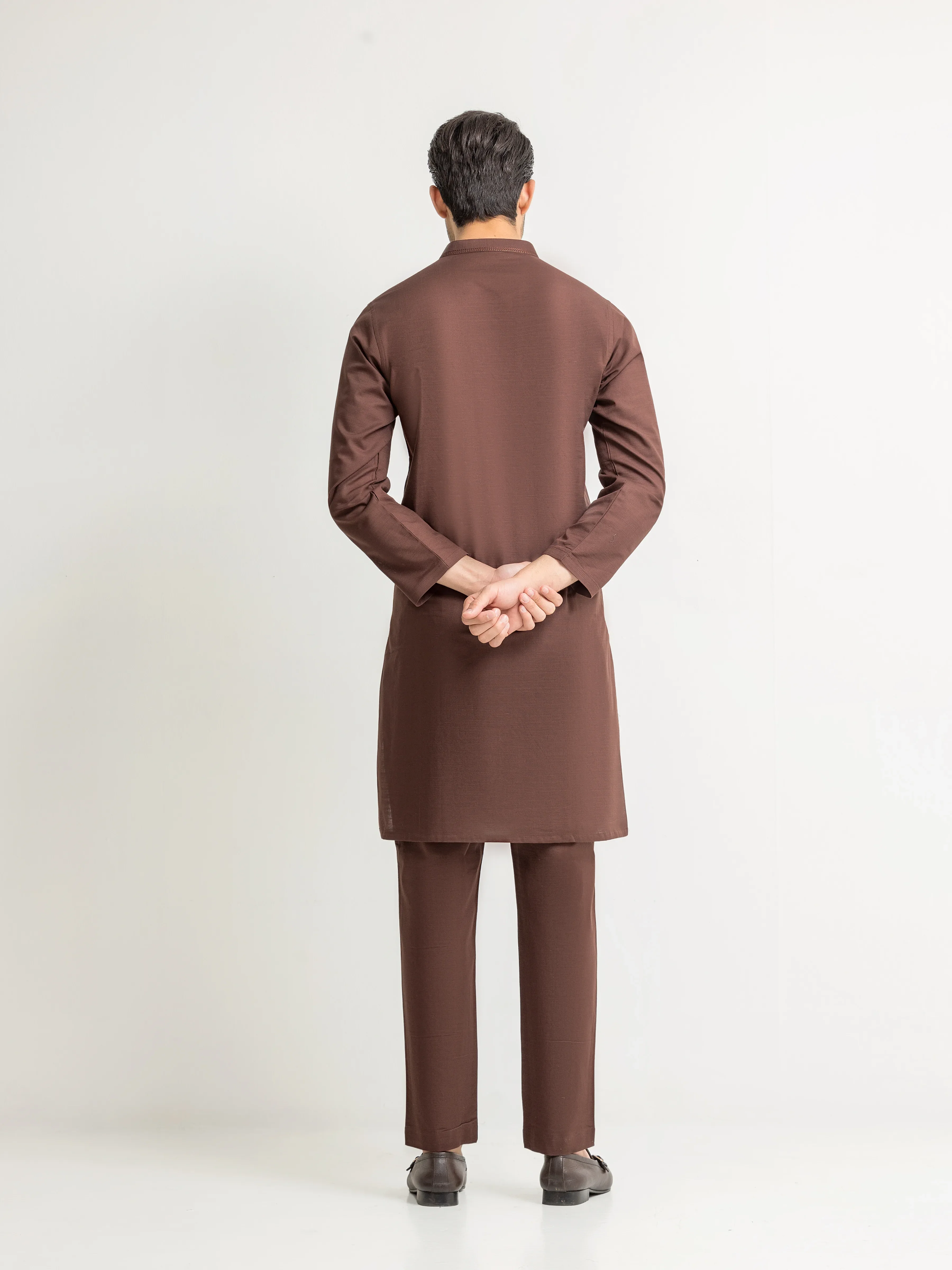 Men's Chocolate Brown Kurta Pajama - EMTKPT5-092 - Image 5