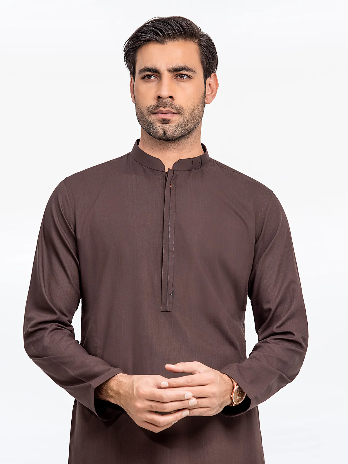 Men's Chocolate Brown Shalwar Kameez - EMTKS24-41092 - Image 2