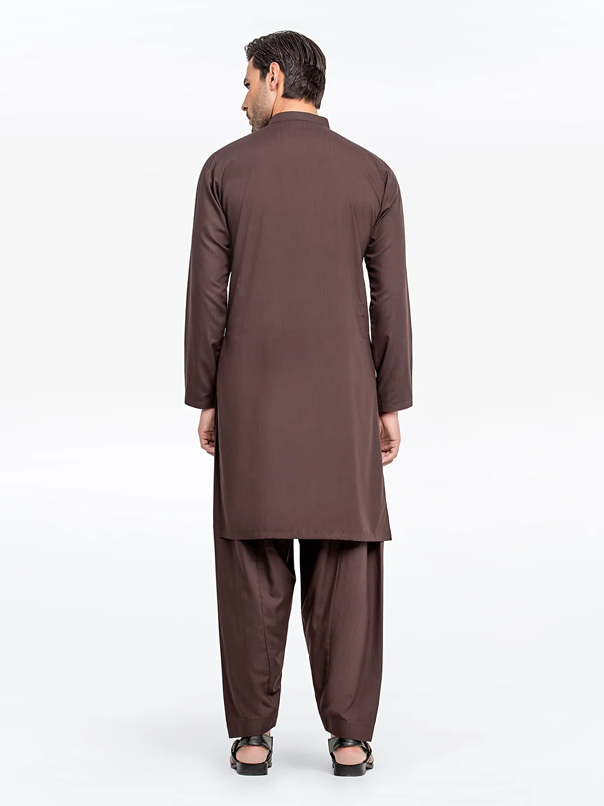 Men's Chocolate Brown Shalwar Kameez - EMTKS24-41092 - Image 5
