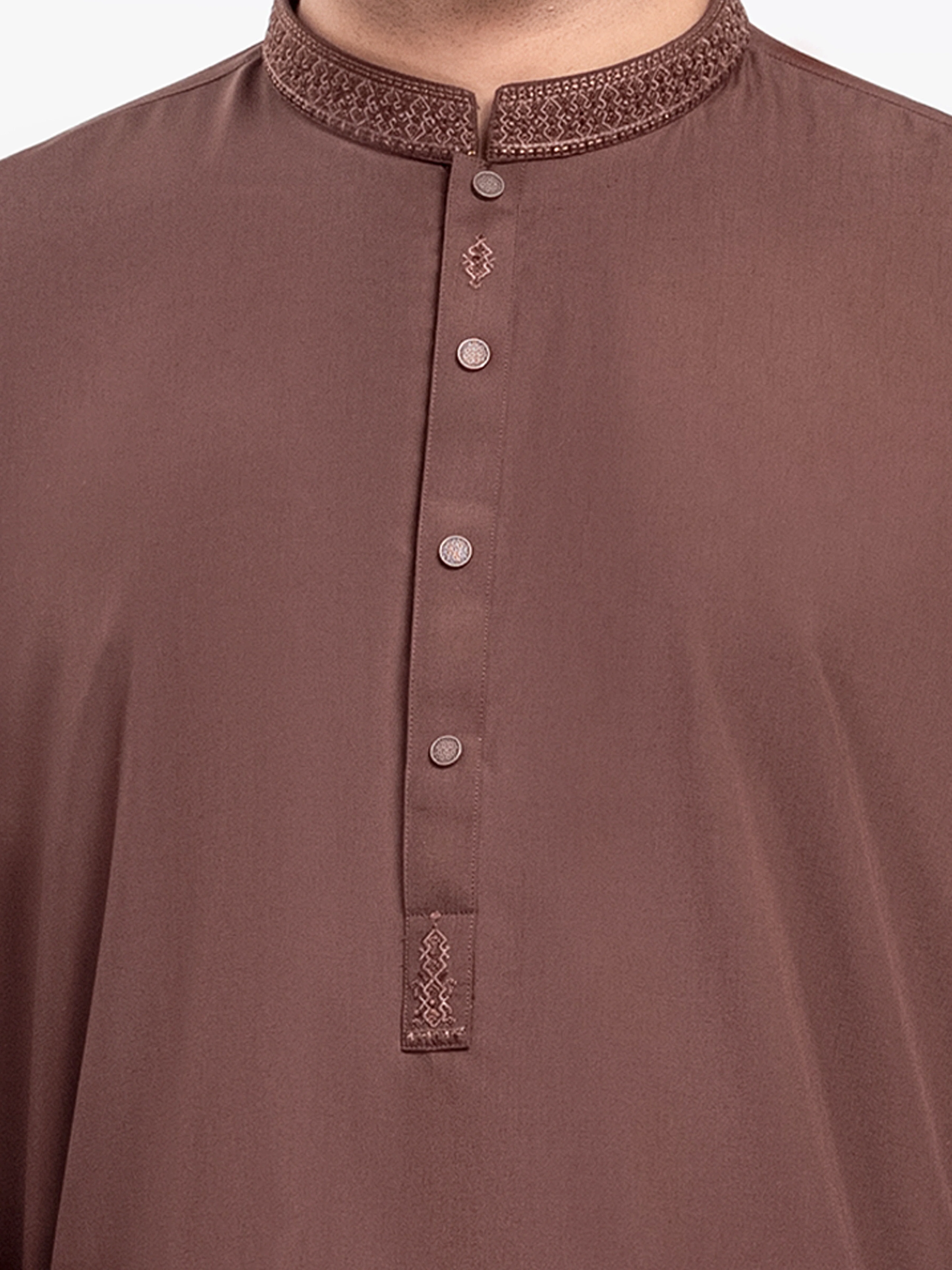 Men's Chocolate Brown Shalwar Kameez - EMTKS5-41158 - Image 3