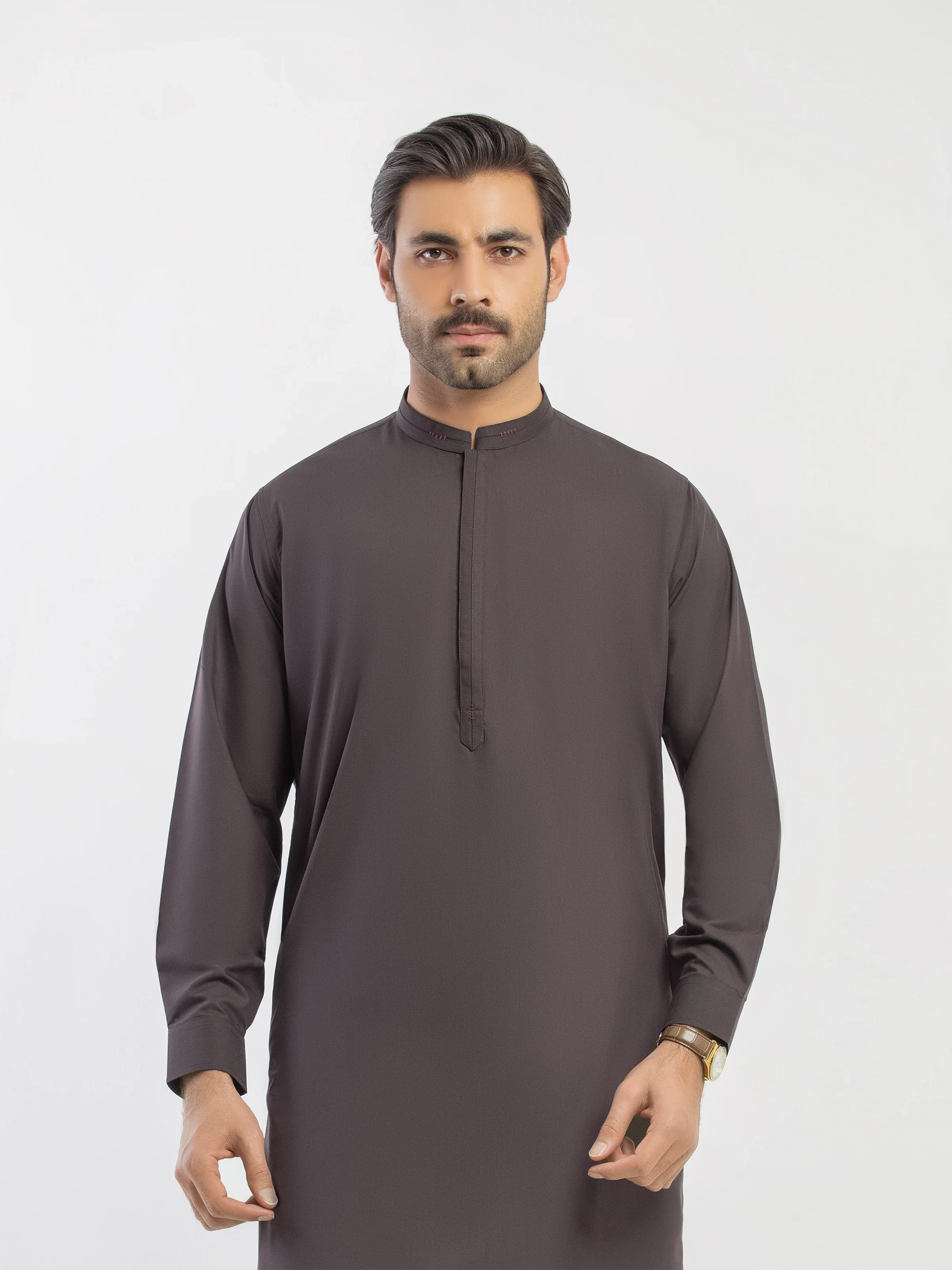 Men's Chocolate Brown Shalwar Kameez - EMTKS5-41189 - Image 2