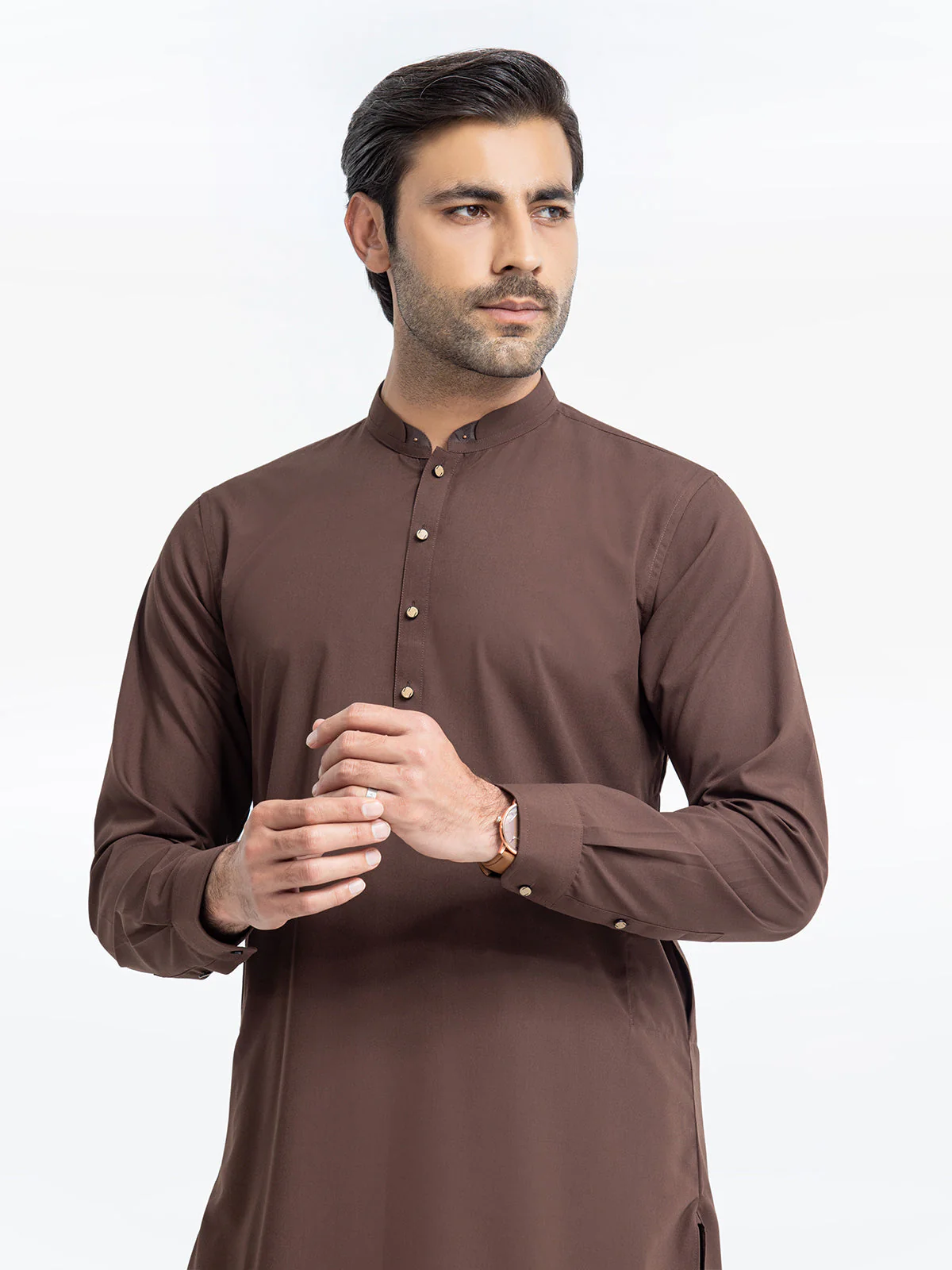 Men's Chocolate Brown Shalwar Kameez - EMTKST24-99449 - Image 2