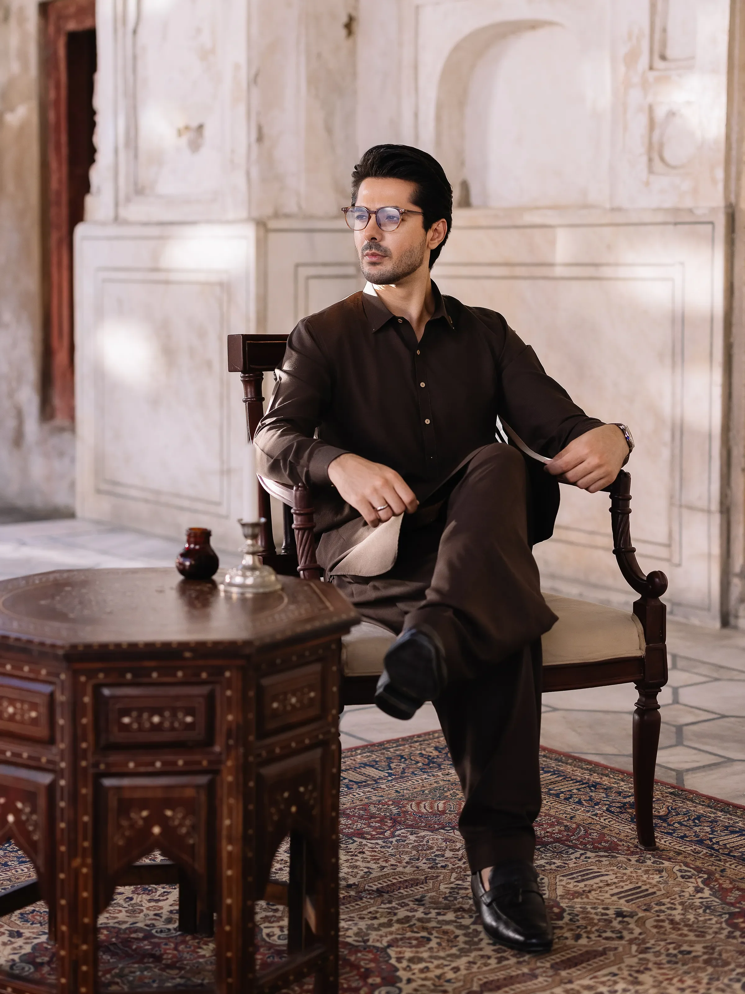Men's Chocolate Brown Shalwar Kameez - EMTKST5-99519 - Image 7