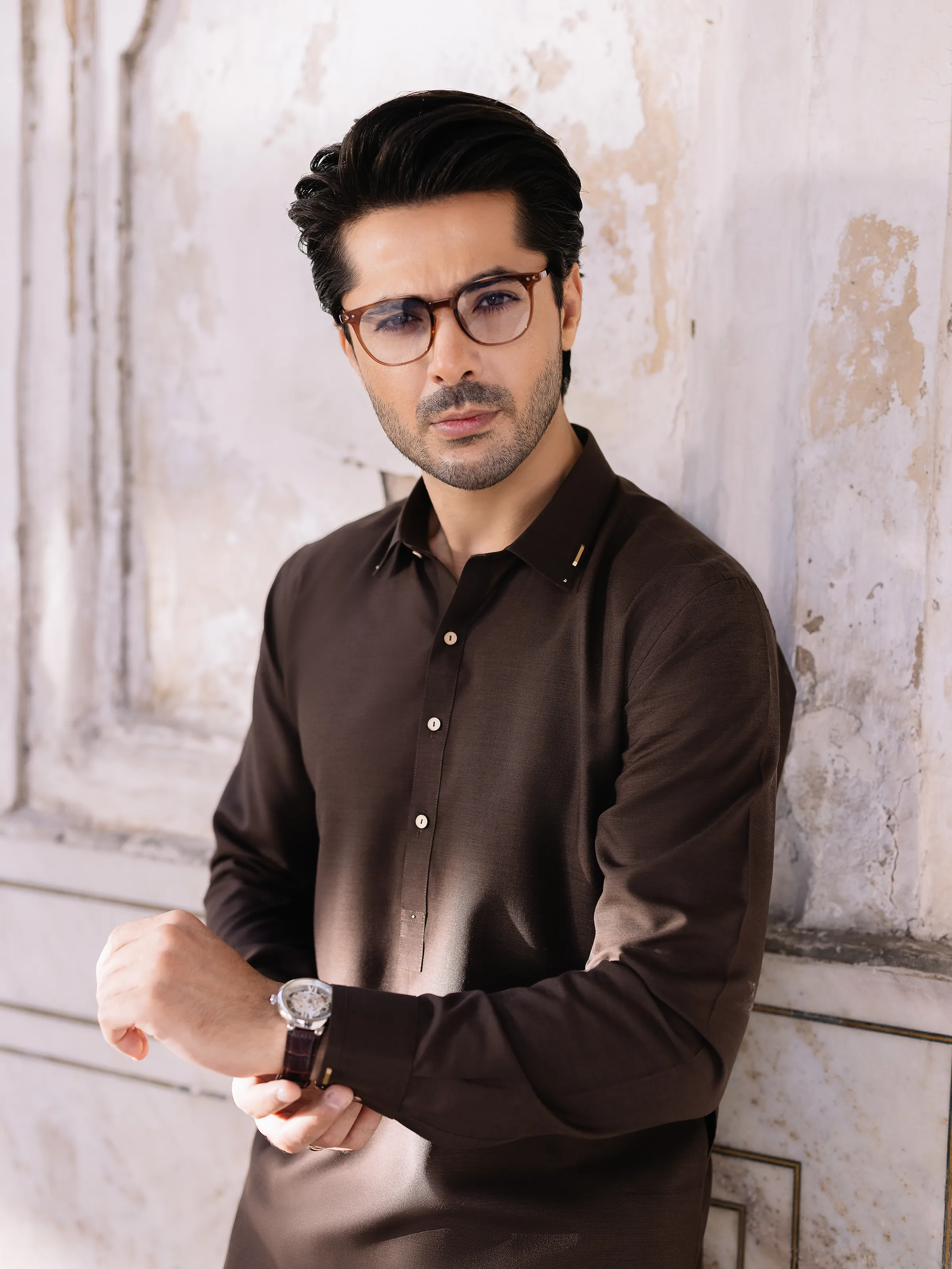 Men's Chocolate Brown Shalwar Kameez - EMTKST5-99519 - Image 8