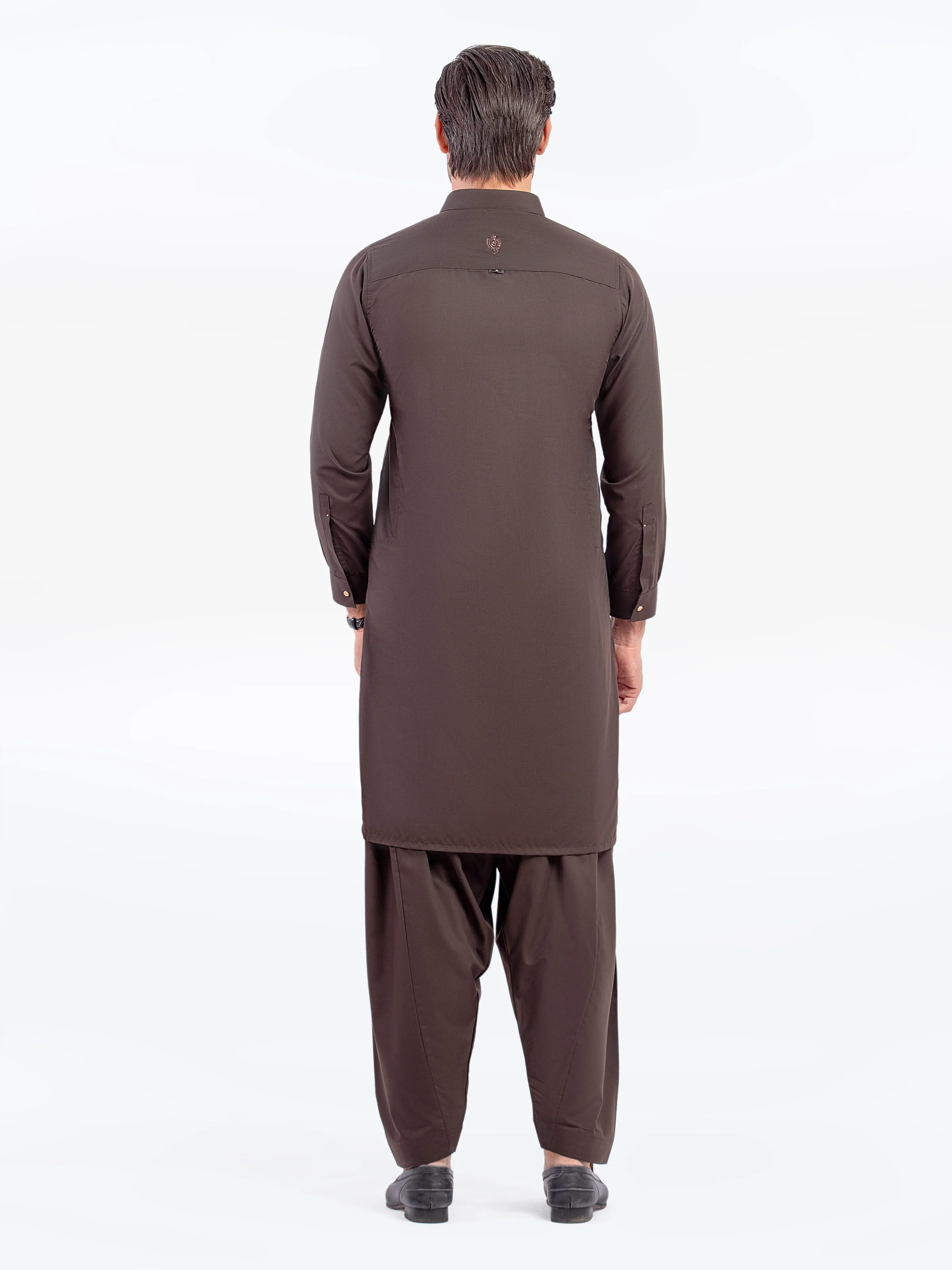 Men's Chocolate Brown Shalwar Kameez - EMTKST5-99548 - Image 5
