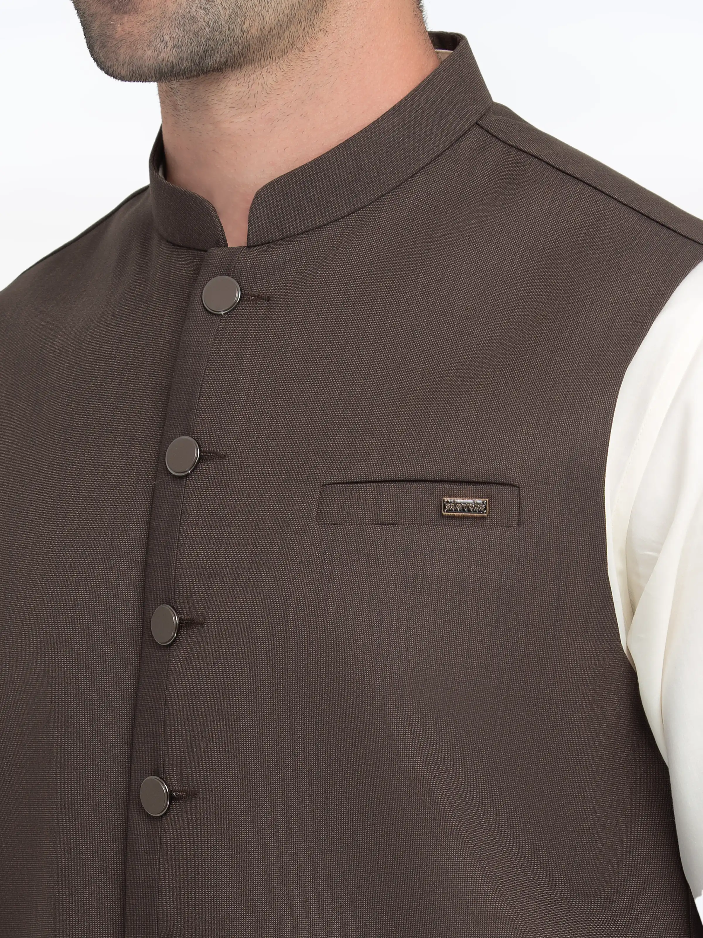 Men's Chocolate Brown Waist Coat - EMTWC5-35939 - Image 3