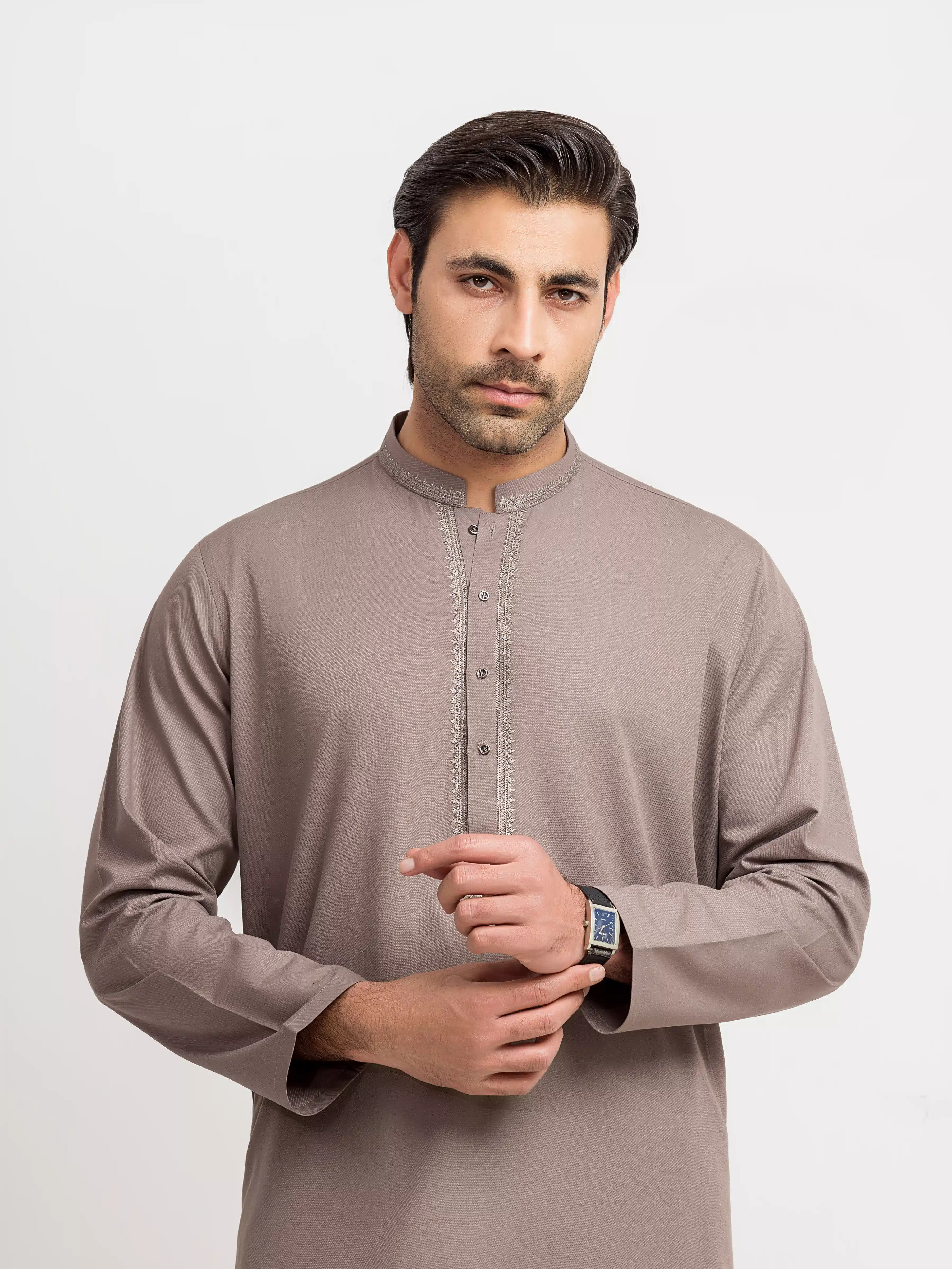 Men's Coffee Brown Kurta Shalwar - EMTKS6-41249 - Image 2