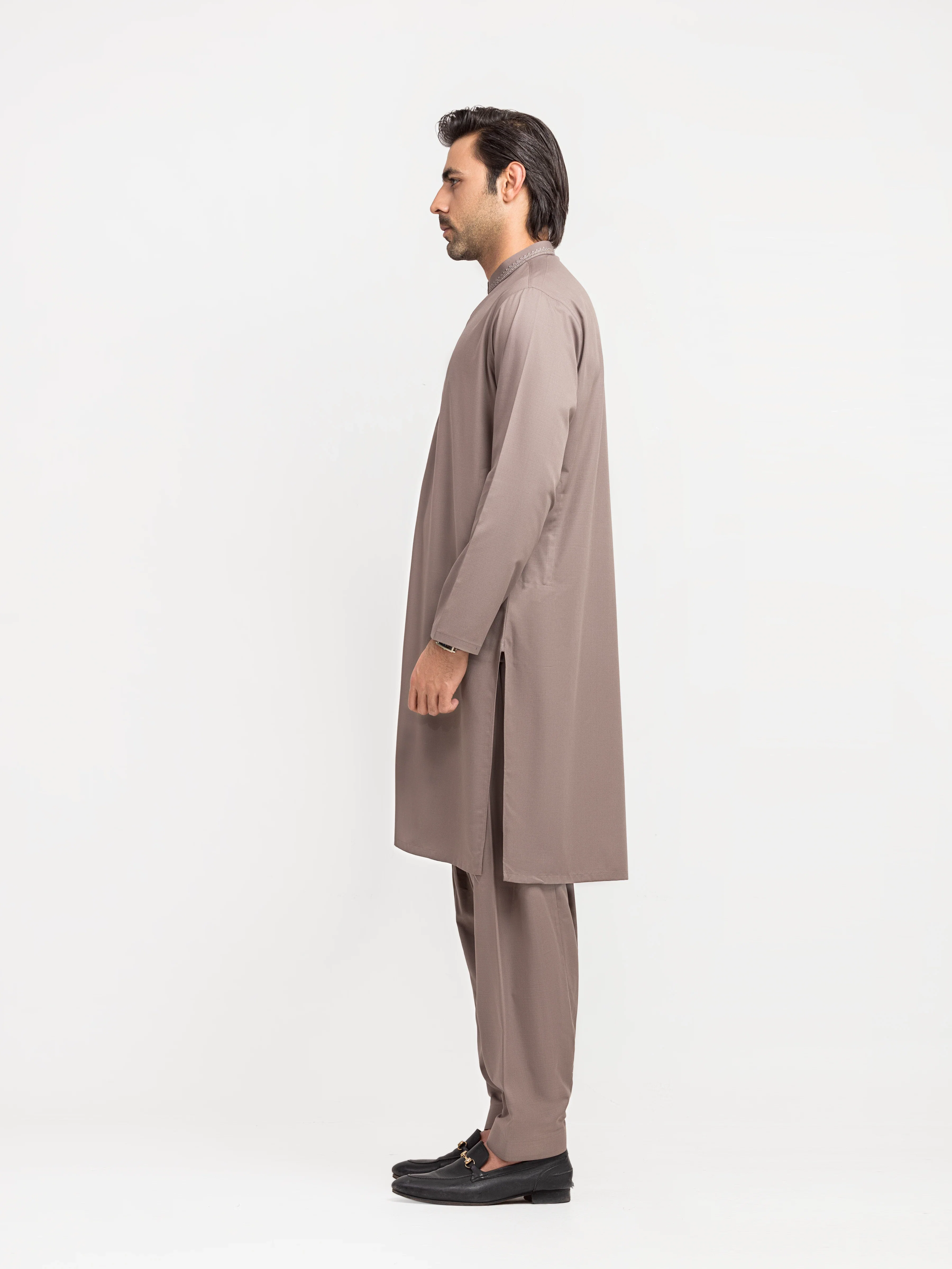 Men's Coffee Brown Kurta Shalwar - EMTKS6-41249 - Image 5