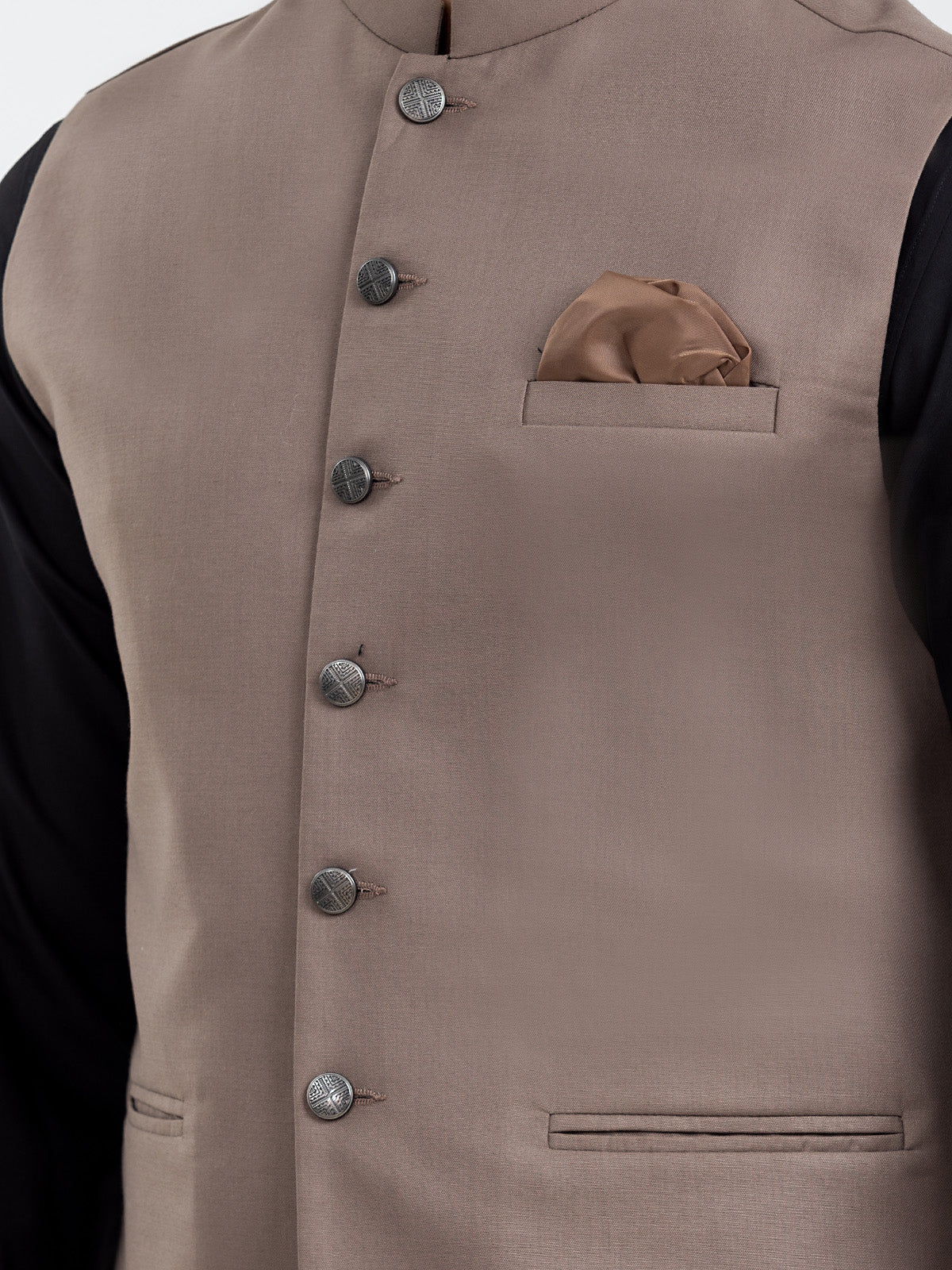 Men's Coffee Brown Waist Coat - EMTWCP24-35928 - Image 4