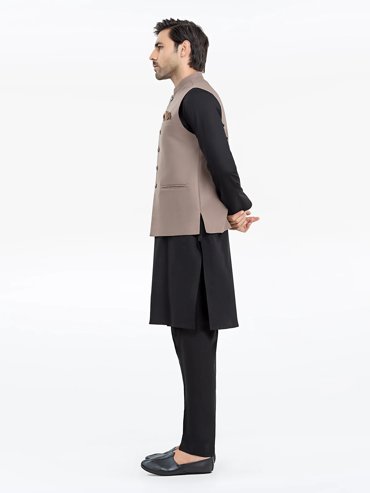 Men's Coffee Brown Waist Coat - EMTWCP24-35928 - Image 5