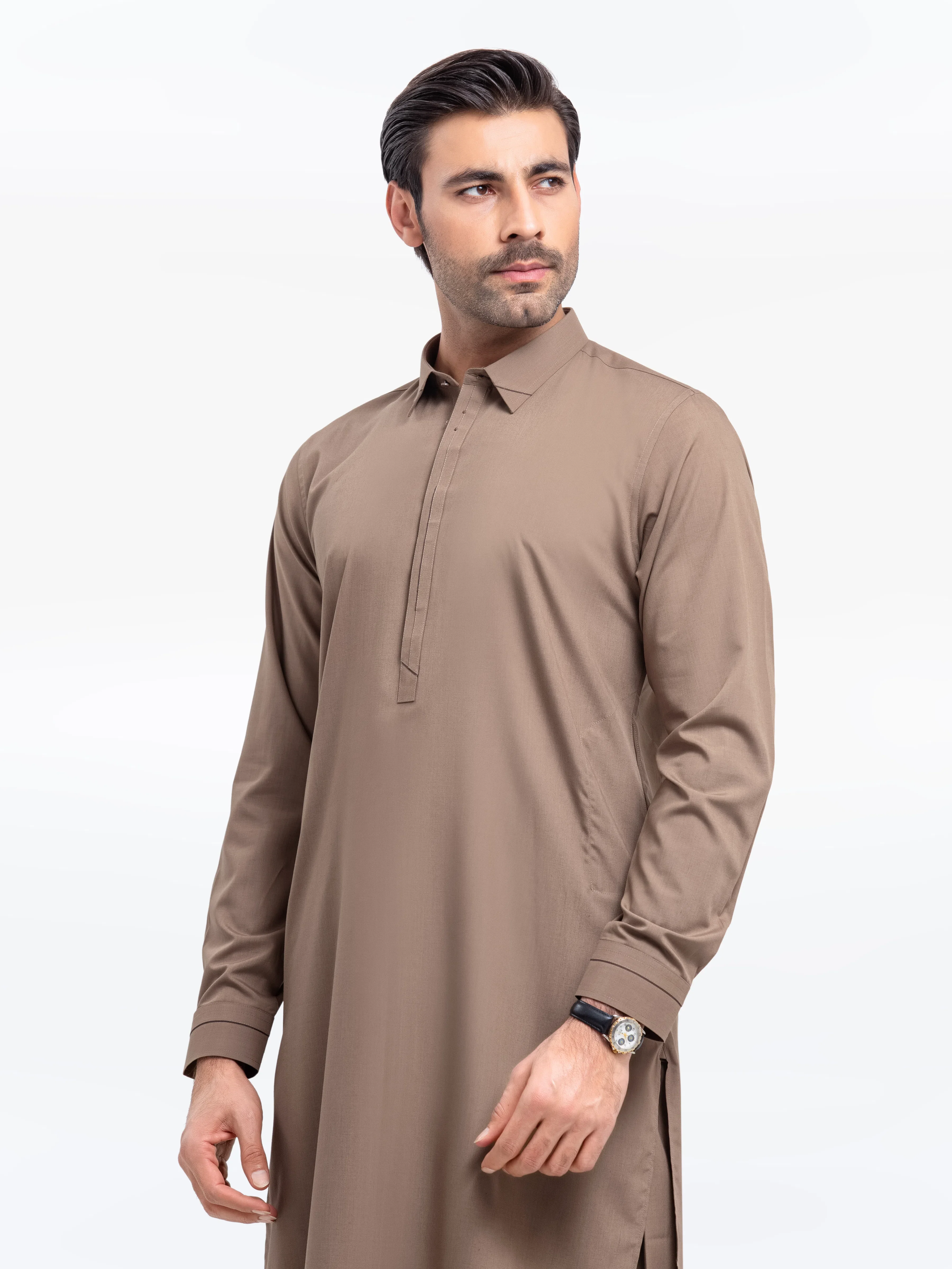 Men's Coffee Shalwar Kameez - EMTKST5-99514 - Image 2