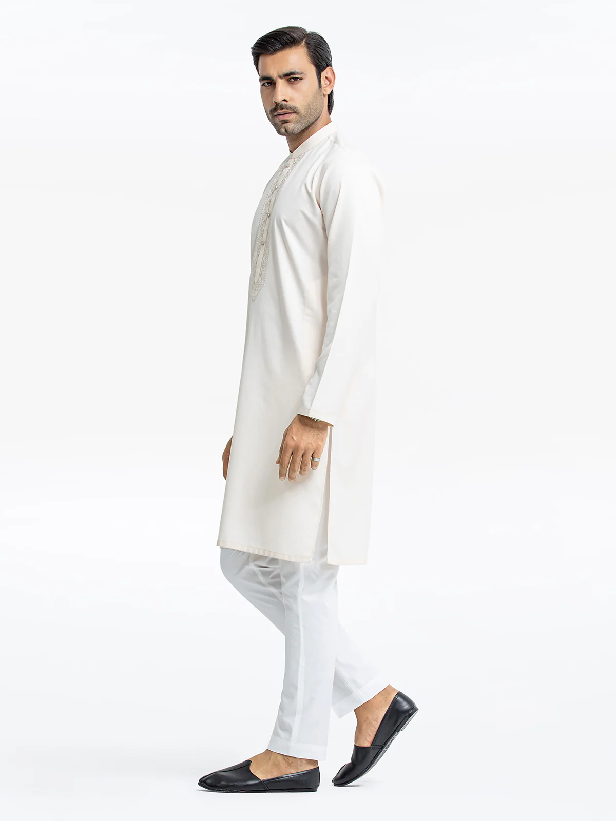 Men's Cream Kurta - EMTK24-99439 - Image 3