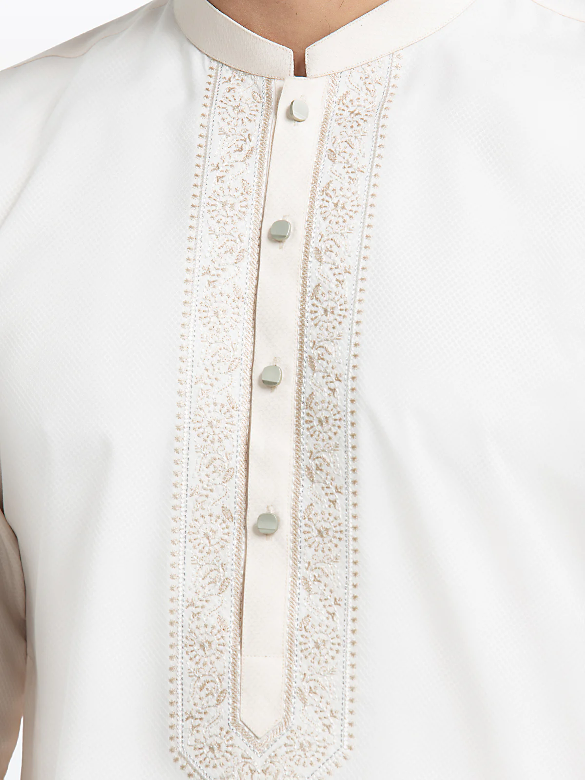 Men's Cream Kurta - EMTK24-99439 - Image 4
