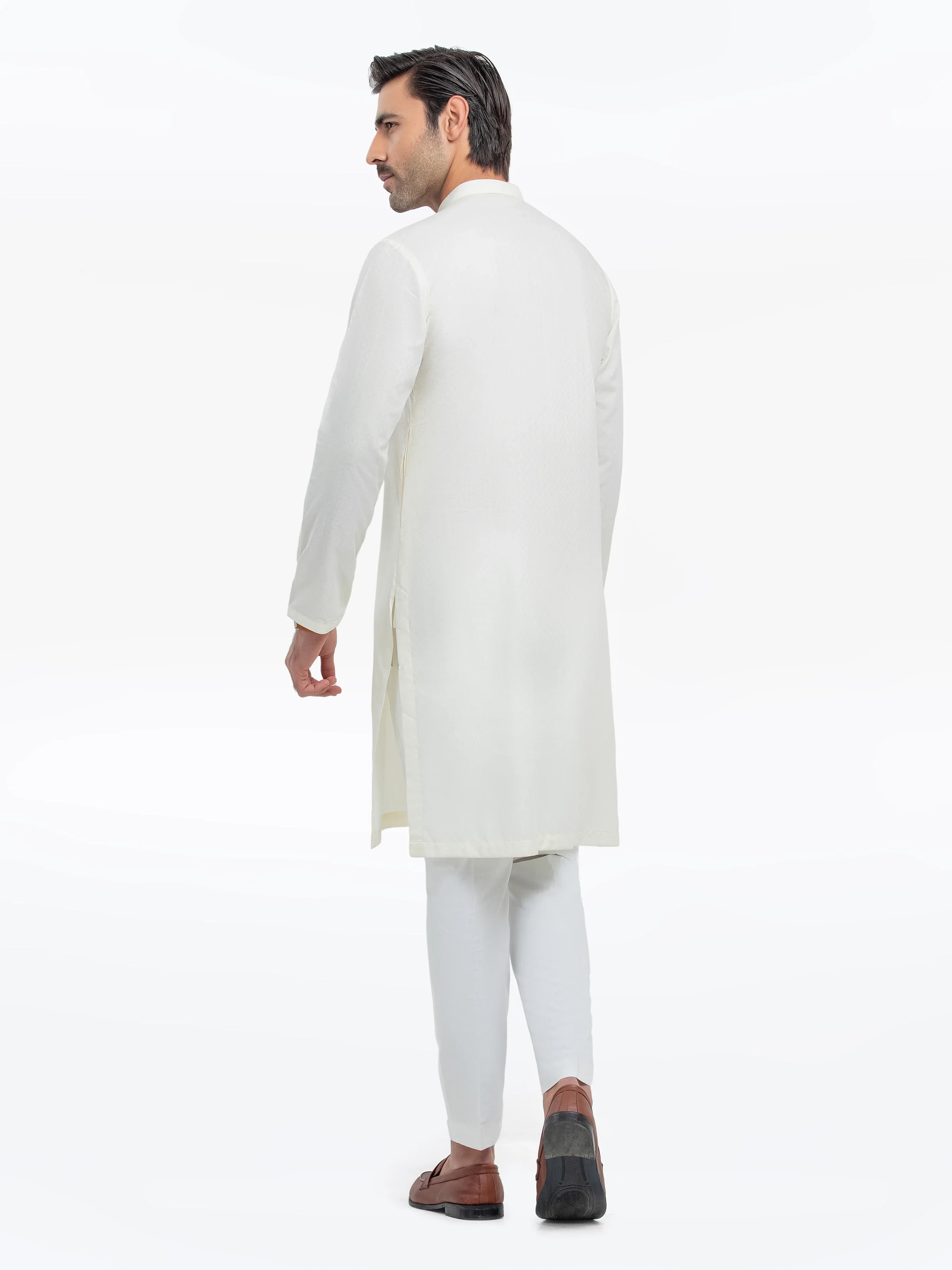 Men's Cream Kurta - EMTK5-99528 - Image 3