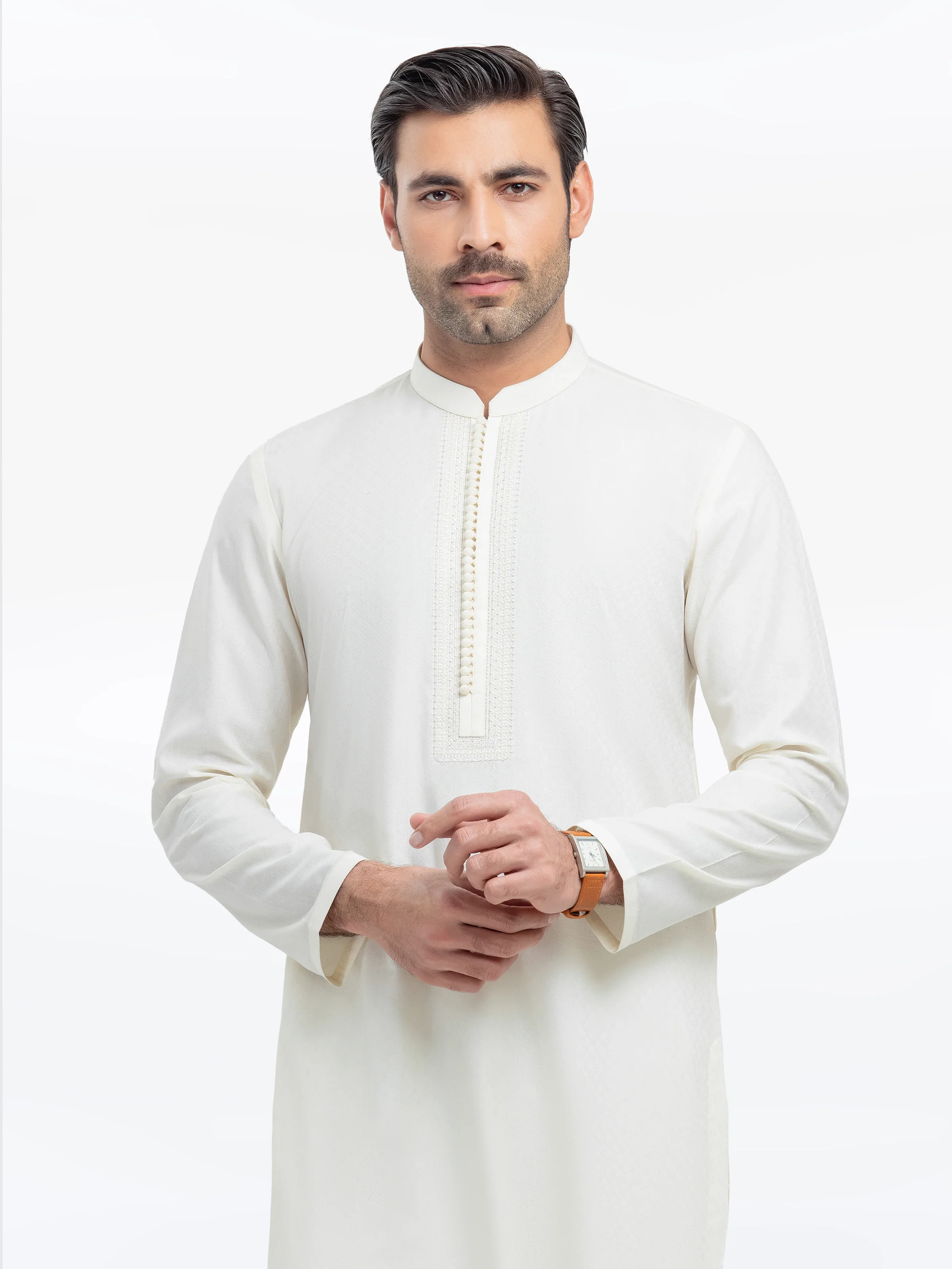 Men's Cream Kurta - EMTK5-99528 - Image 4