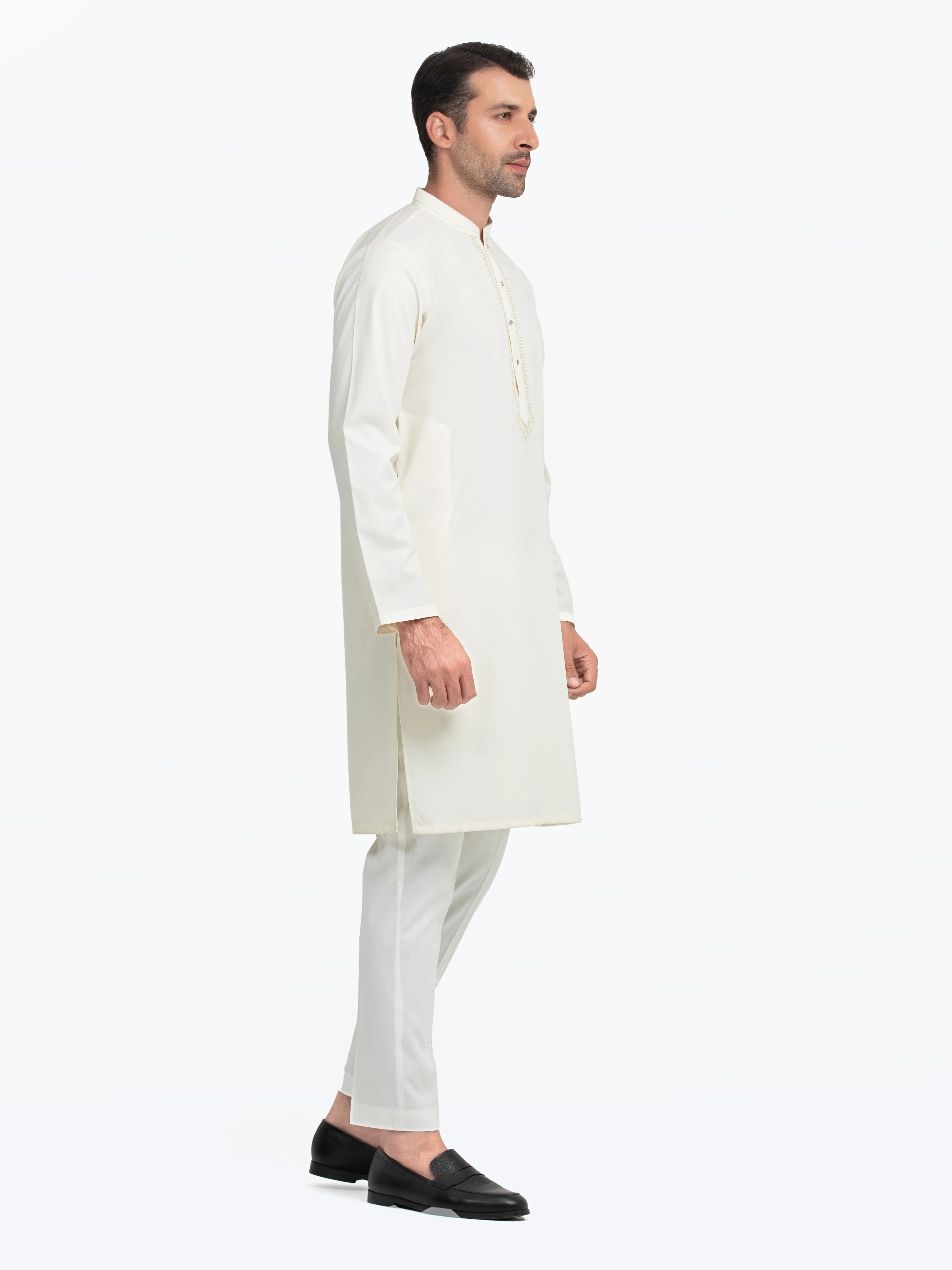 Men's Cream Kurta - EMTK5-99544 - Image 4