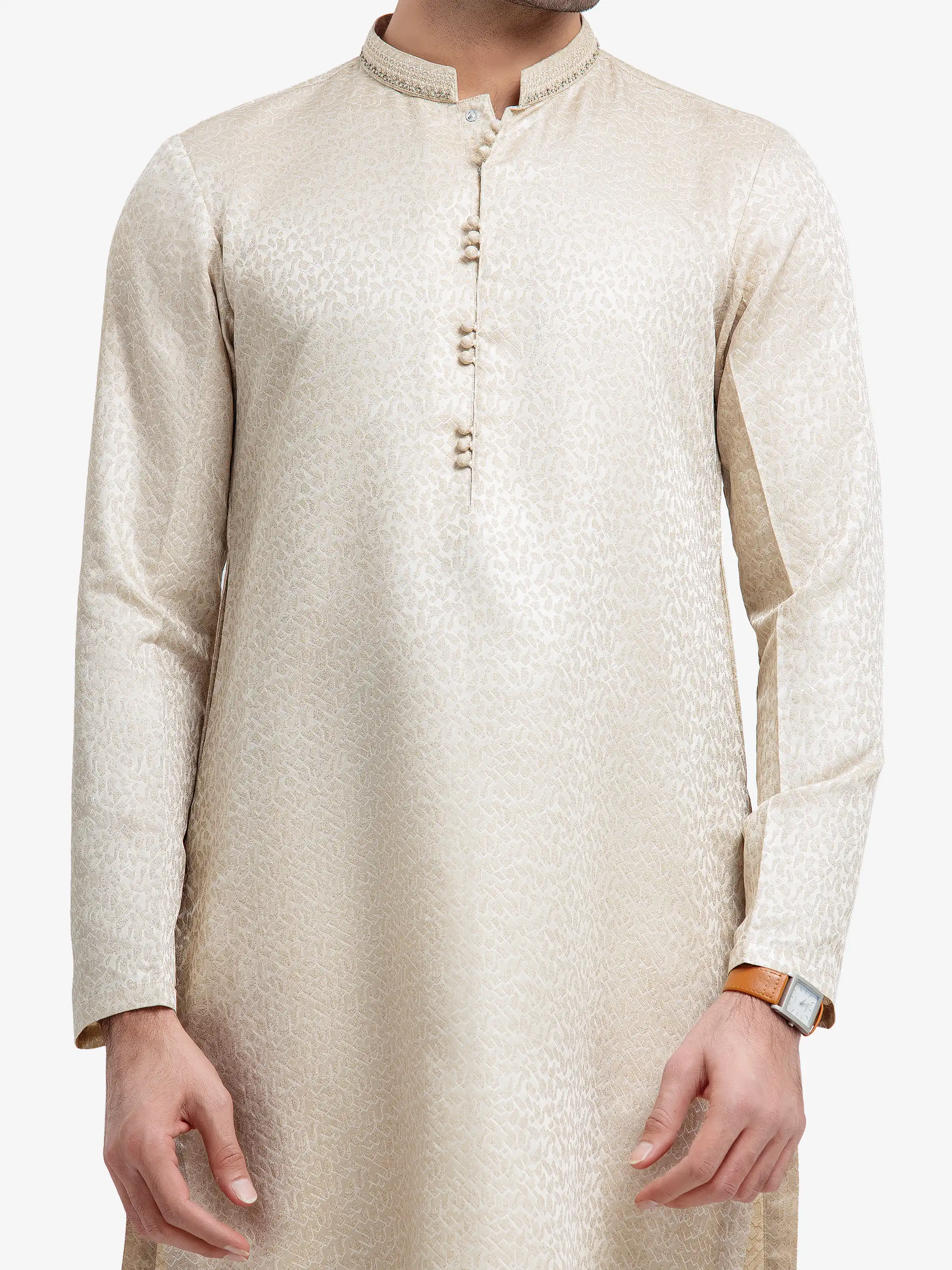 Men's Cream Kurta - EMTKC24-133 - Image 3