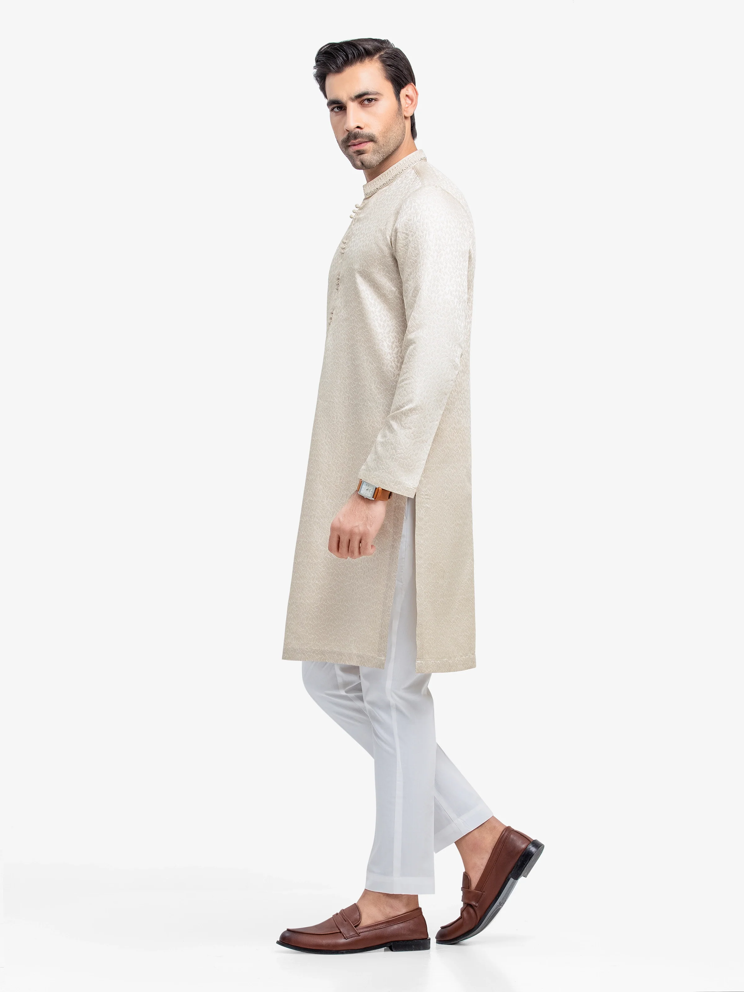 Men's Cream Kurta - EMTKC24-133 - Image 4