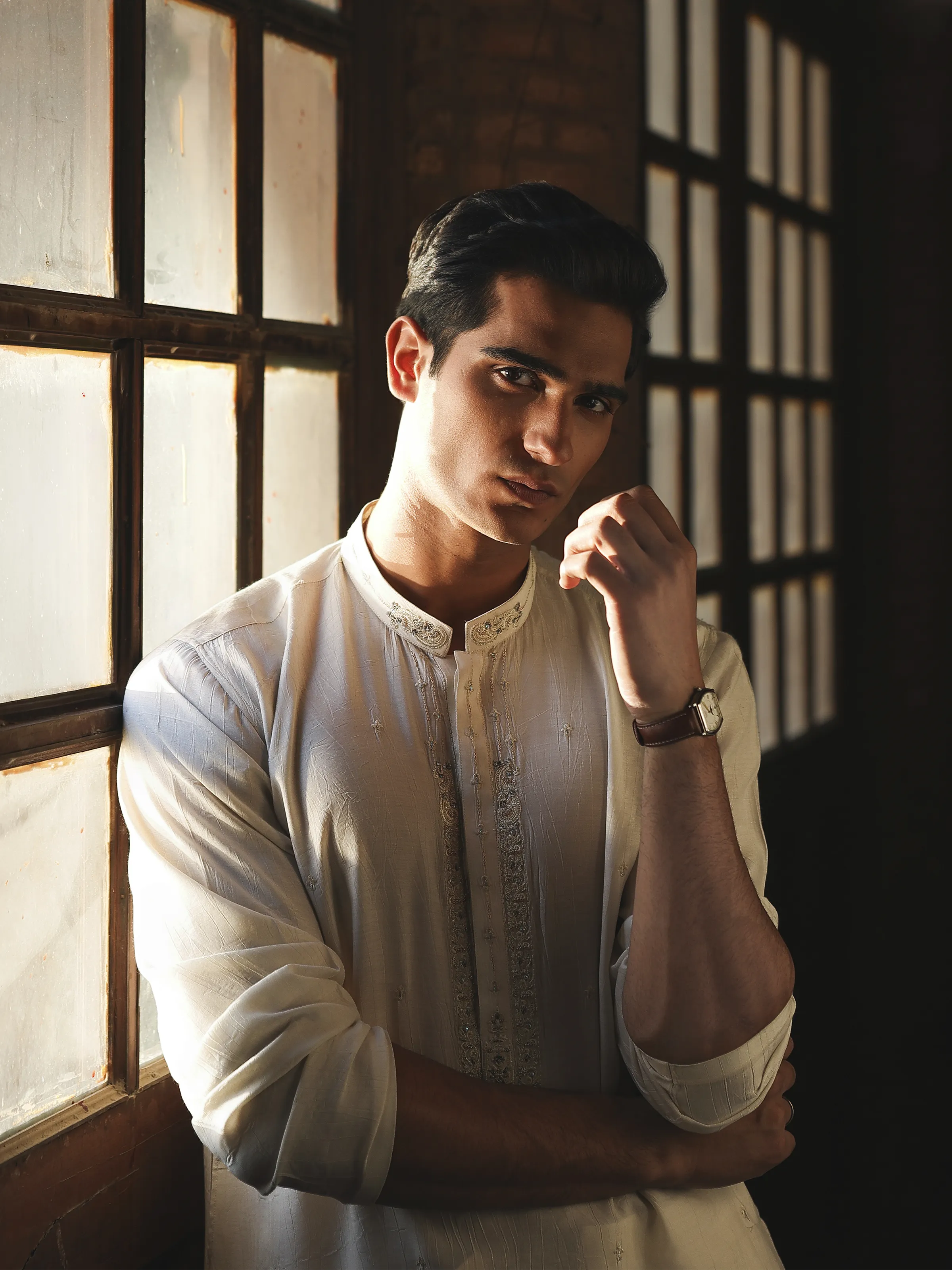 Men's Cream Kurta - EMTKC5-156 - Image 2