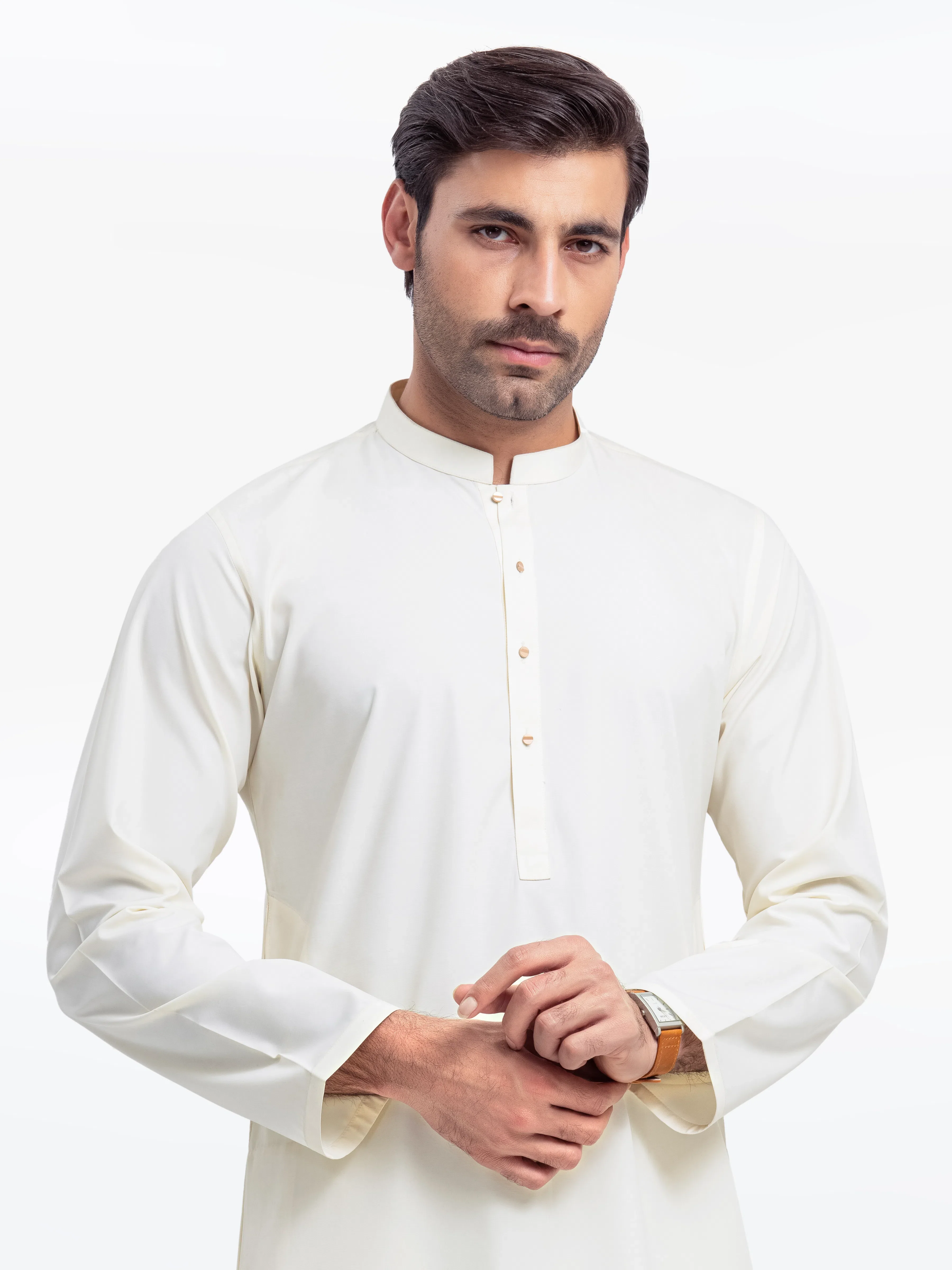 Men's Cream Kurta Pajama - EMTKPT25-051 - Image 2