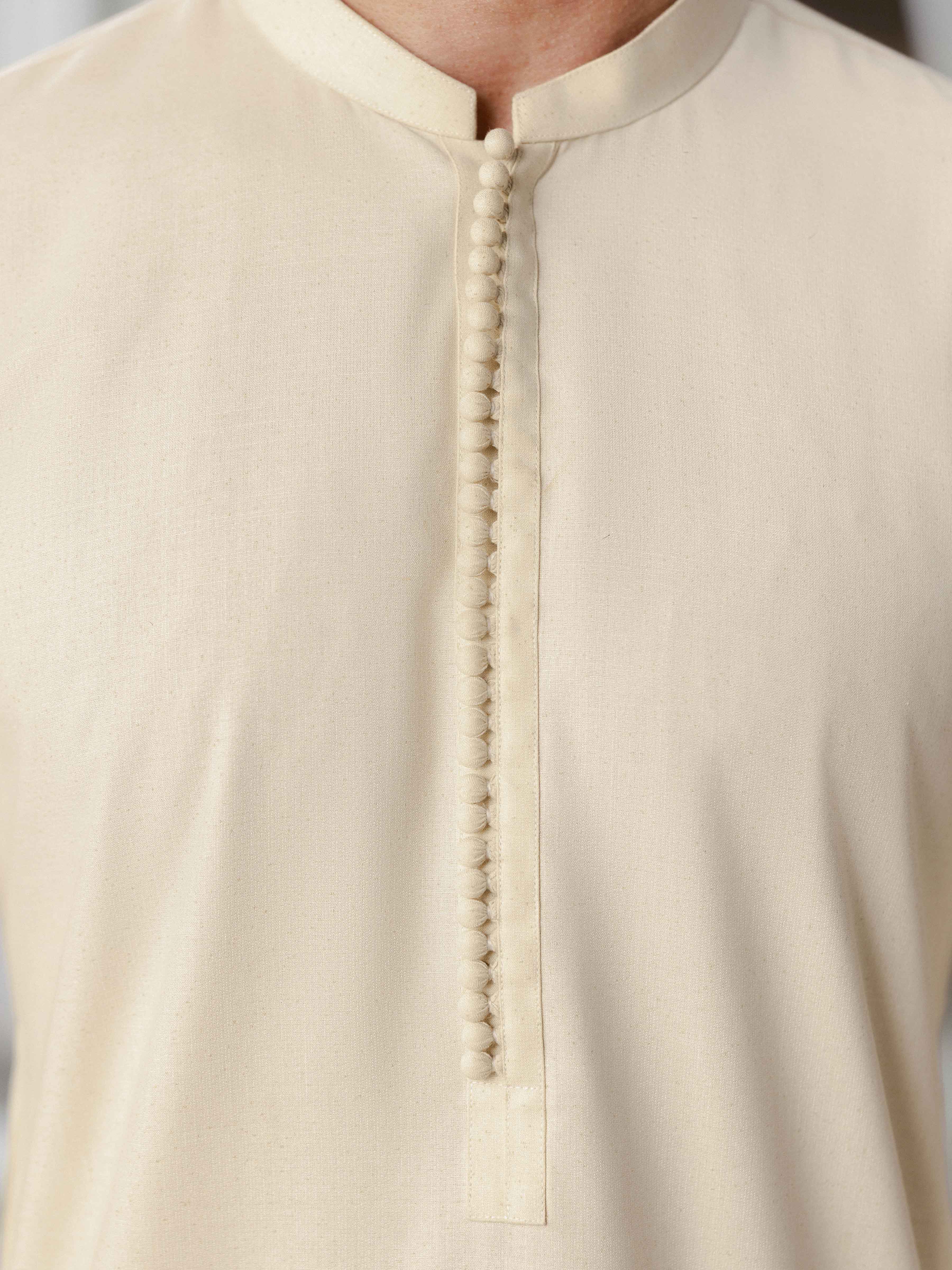 Men's Cream Kurta Pajama - EMTKPT5-074 - Image 2