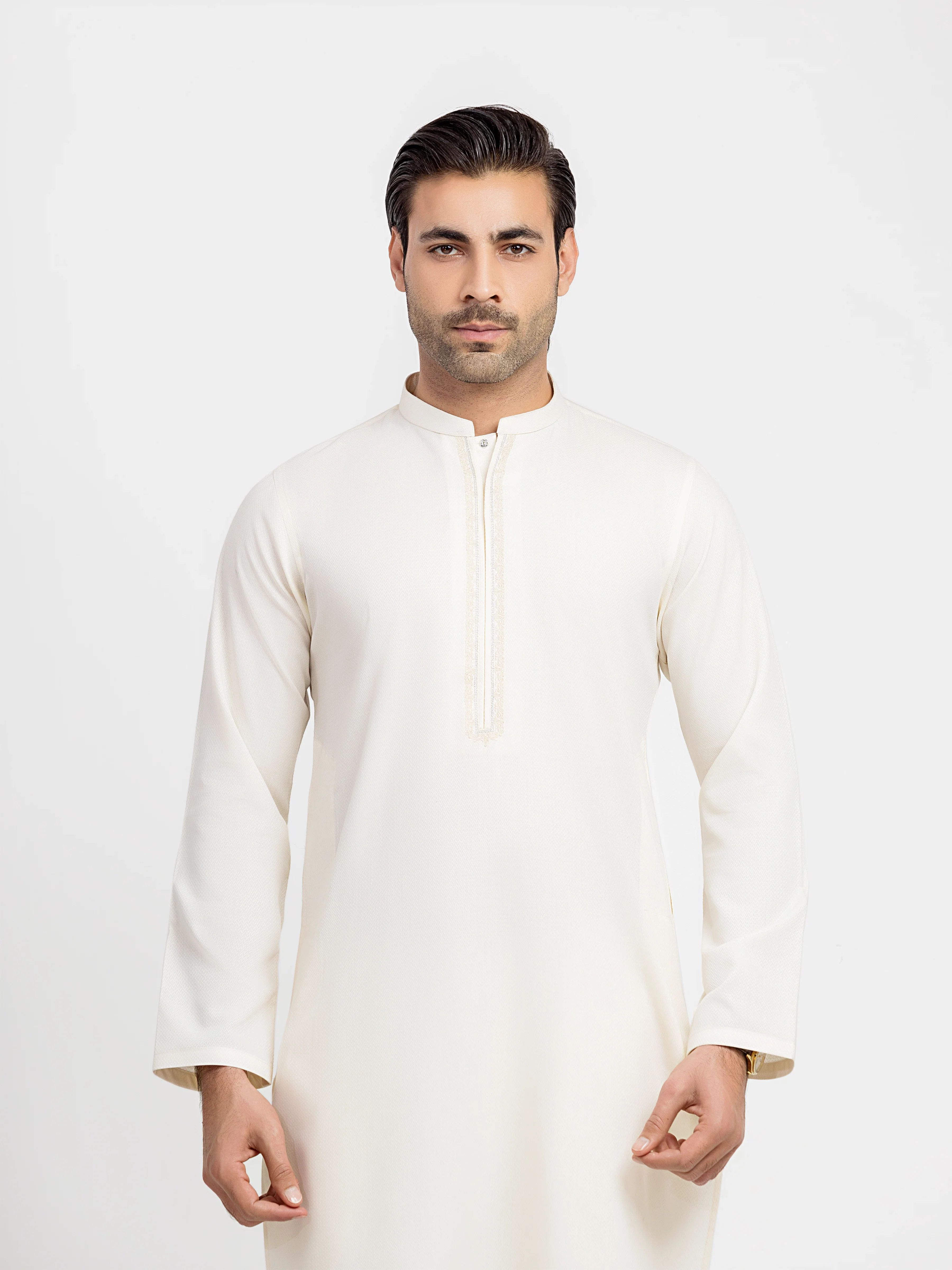 Men's Cream Kurta Pajama - EMTKPT5-099 - Image 2