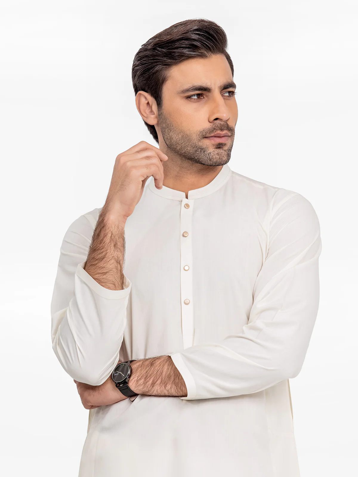 Men's Cream Shalwar Kameez - EMTKS24-41081 - Image 2