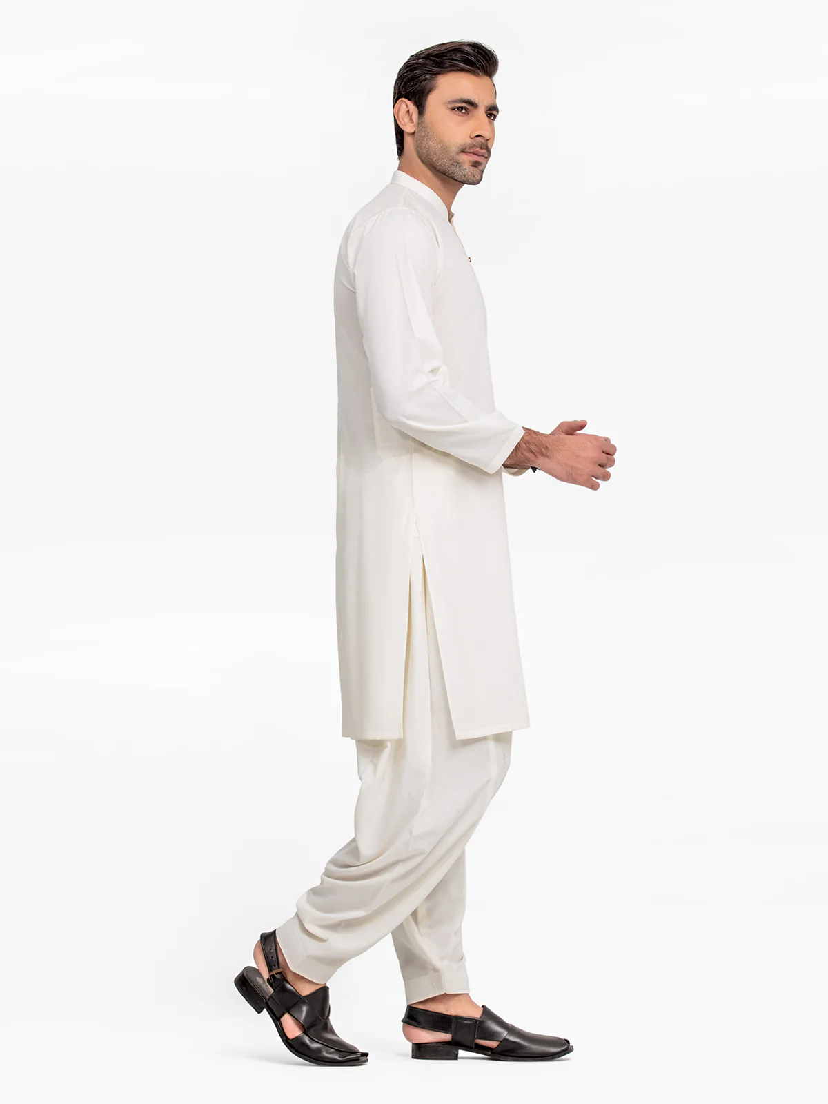 Men's Cream Shalwar Kameez - EMTKS24-41081 - Image 3