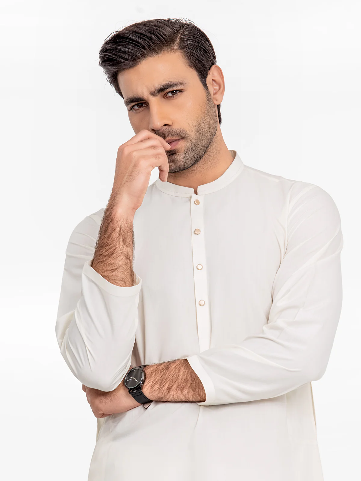 Men's Cream Shalwar Kameez - EMTKS24-41081 - Image 4