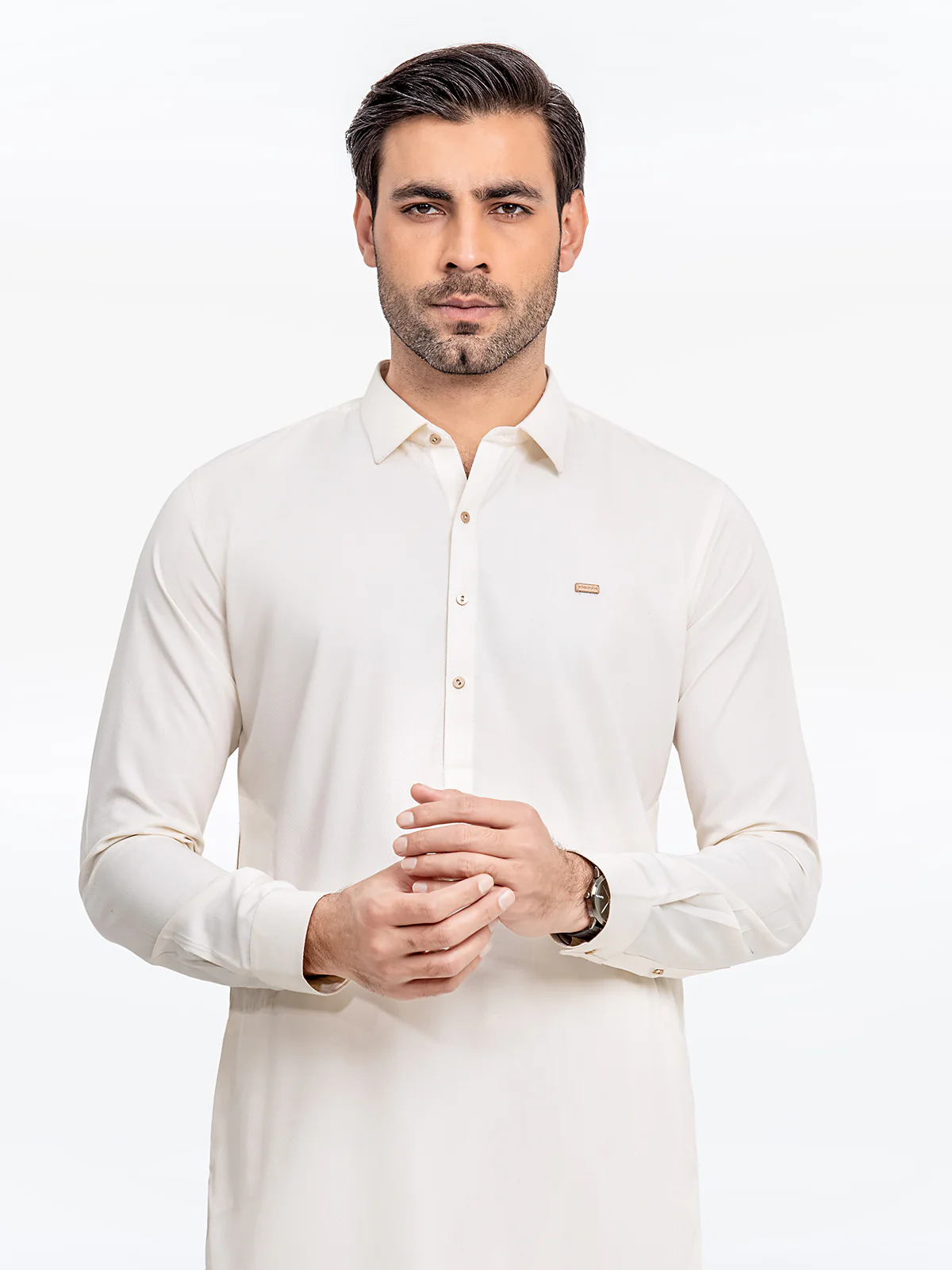 Men's Cream Shalwar Kameez - EMTKS24-41091 - Image 2