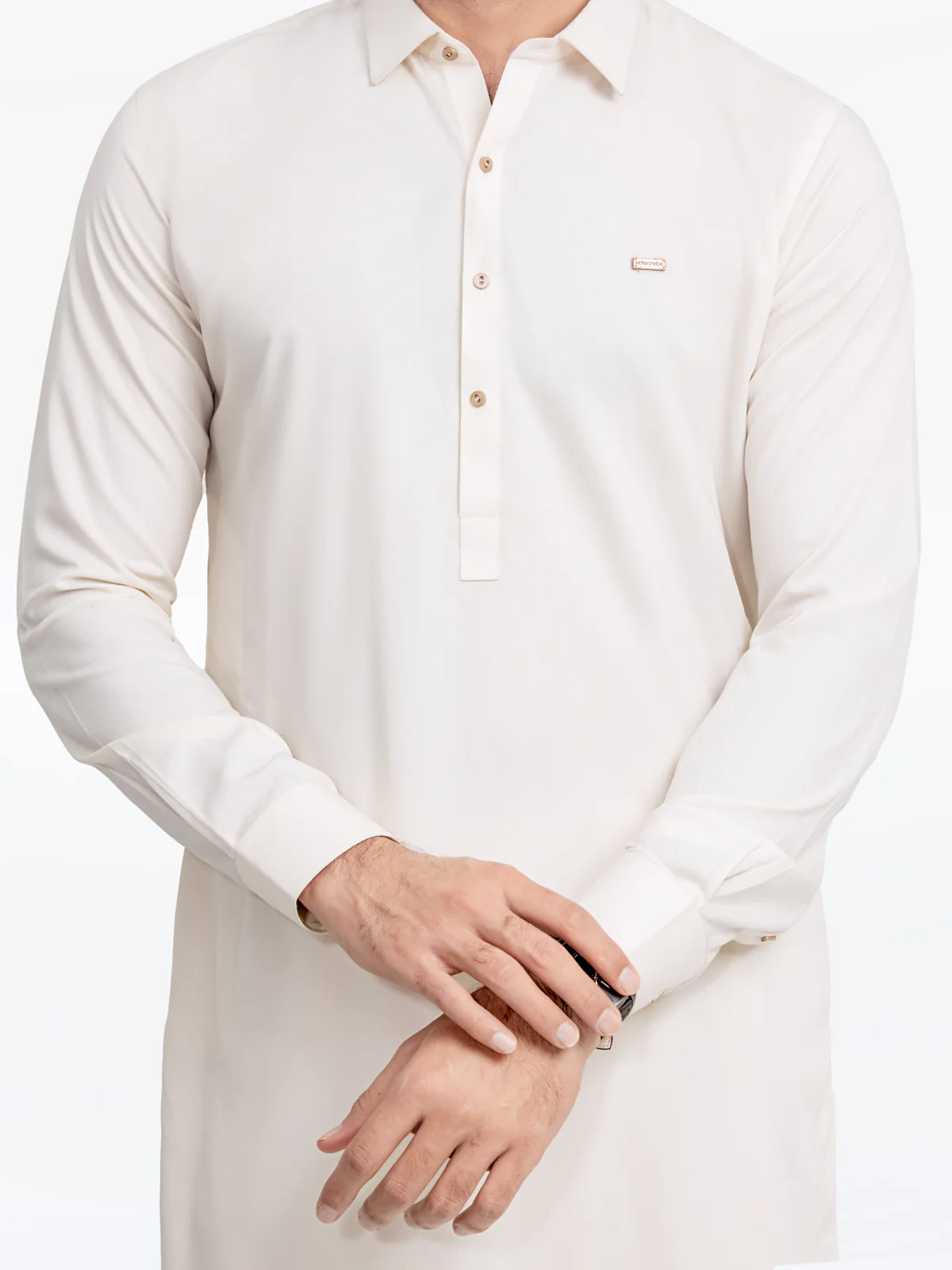 Men's Cream Shalwar Kameez - EMTKS24-41091 - Image 4