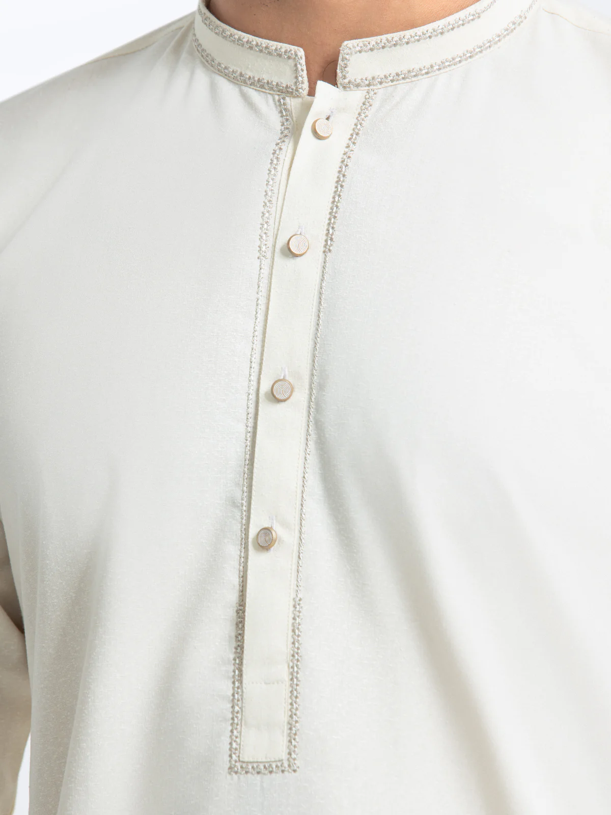 Men's Cream Shalwar Kameez - EMTKS24-41103 - Image 3