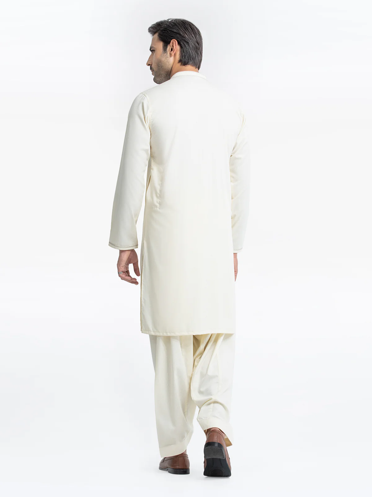 Men's Cream Shalwar Kameez - EMTKS24-41103 - Image 5