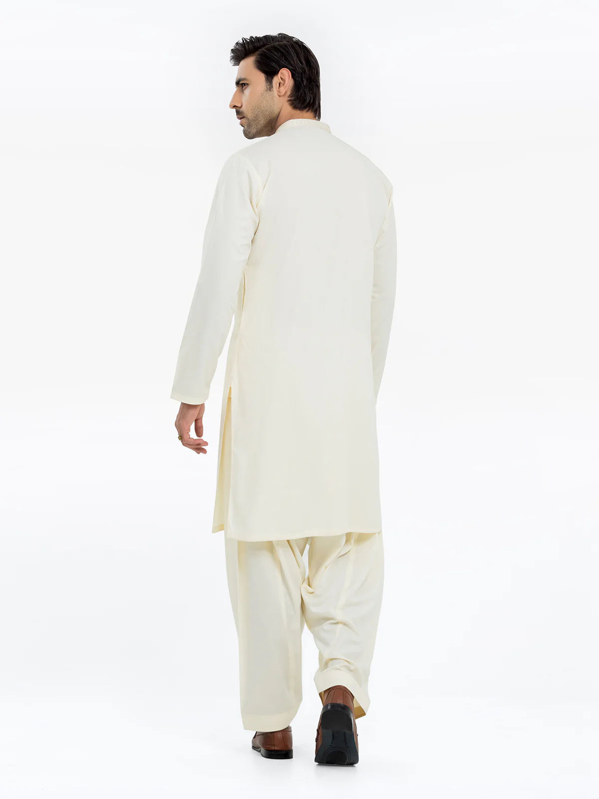 Men's Cream Shalwar Kameez - EMTKS24-41111 - Image 2