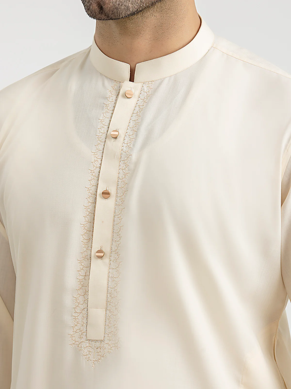 Men's Cream Shalwar Kameez - EMTKS24S-41135 - Image 3