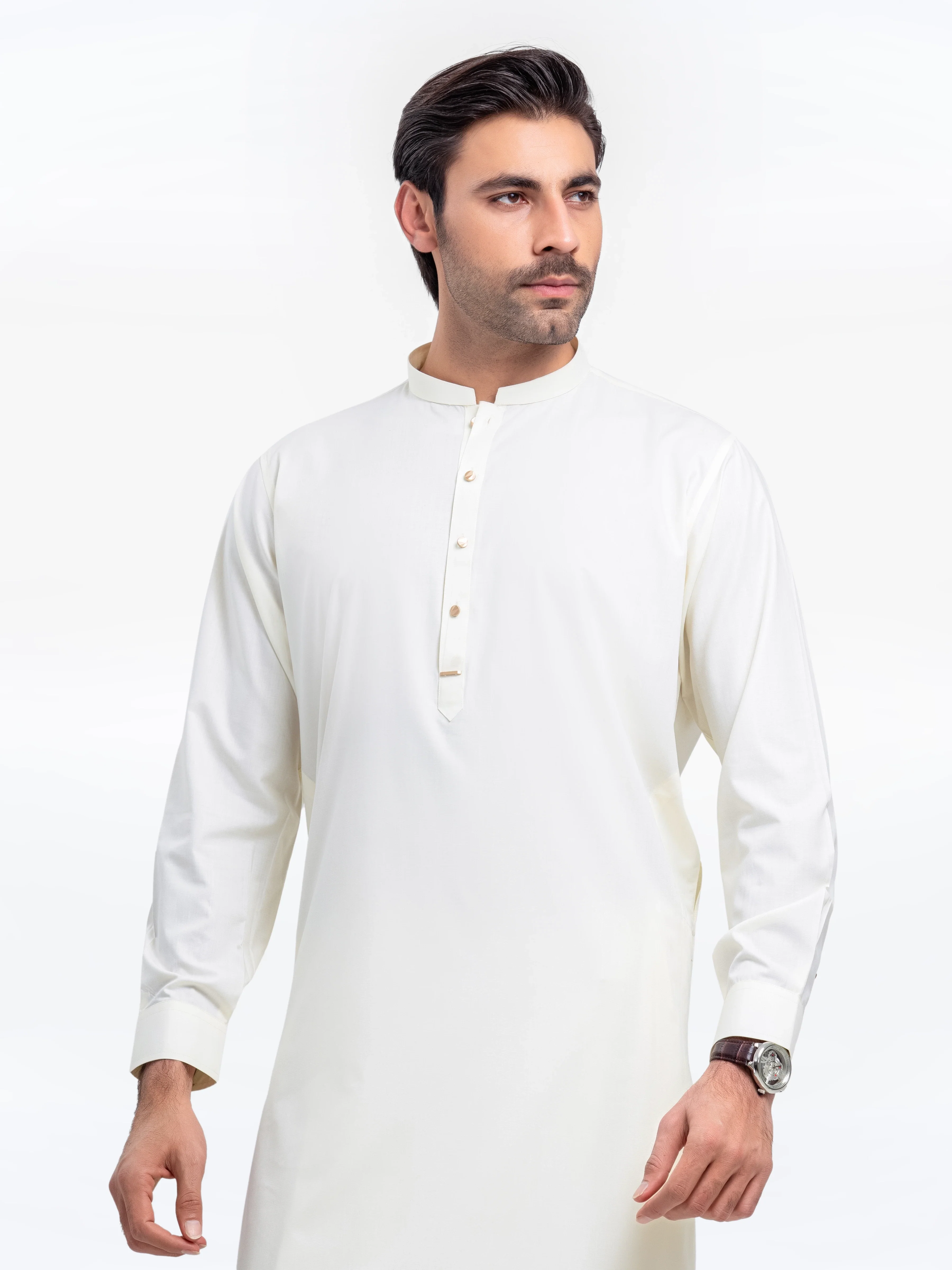 Men's Cream Shalwar Kameez - EMTKS24S-41146 - Image 2