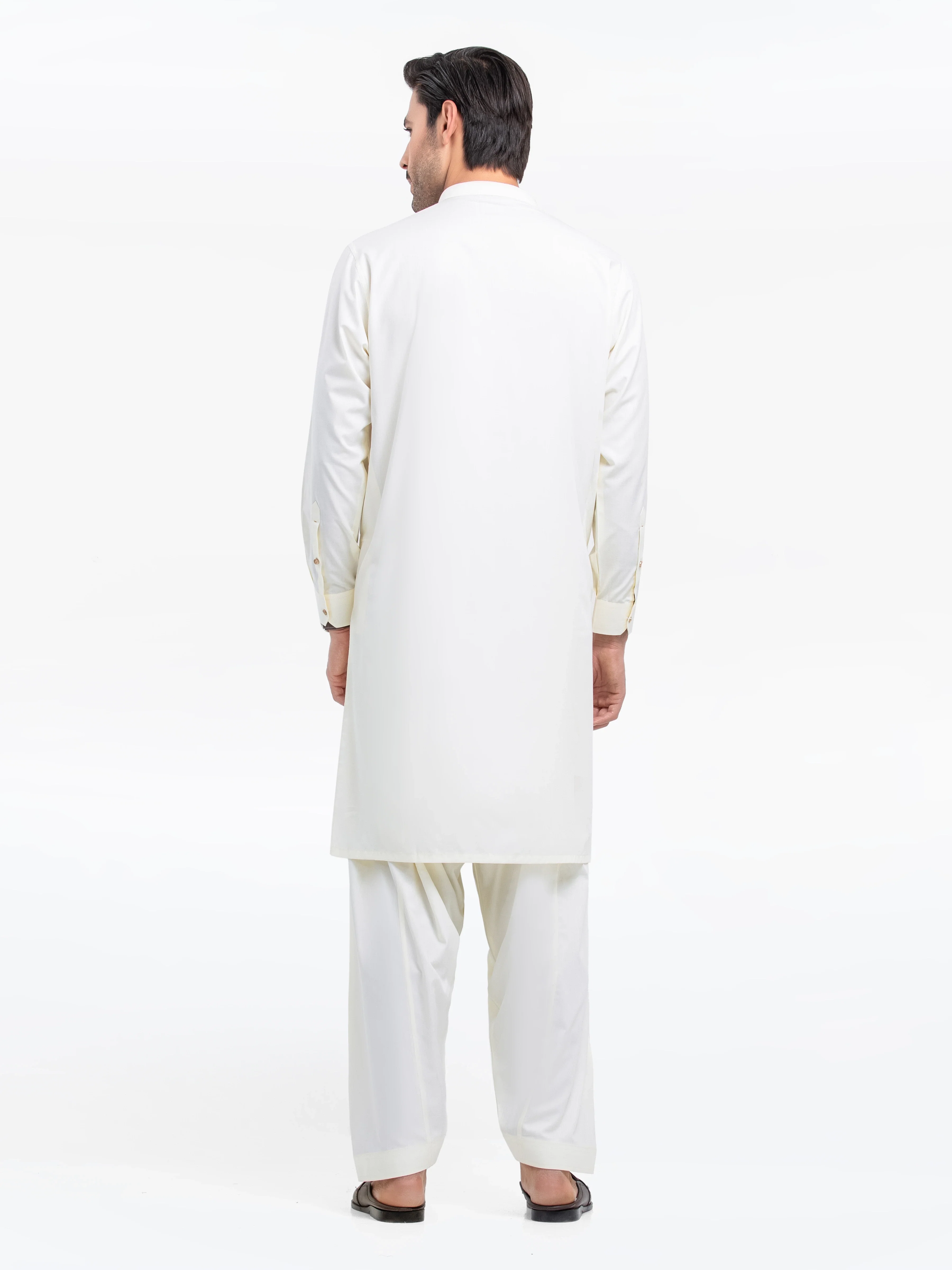 Men's Cream Shalwar Kameez - EMTKS24S-41146 - Image 5