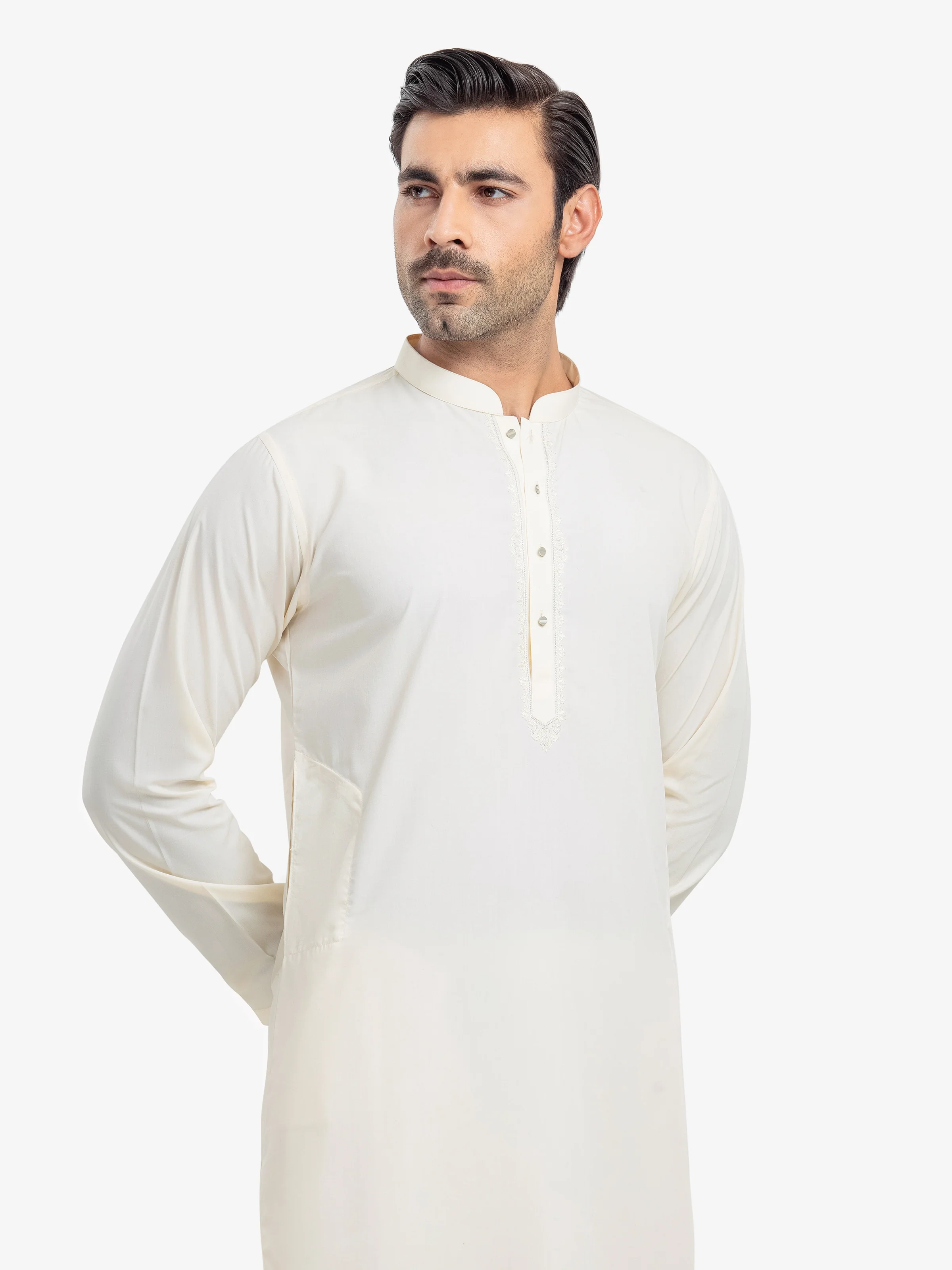 Men's Cream Shalwar Kameez - EMTKS25-41151 - Image 2