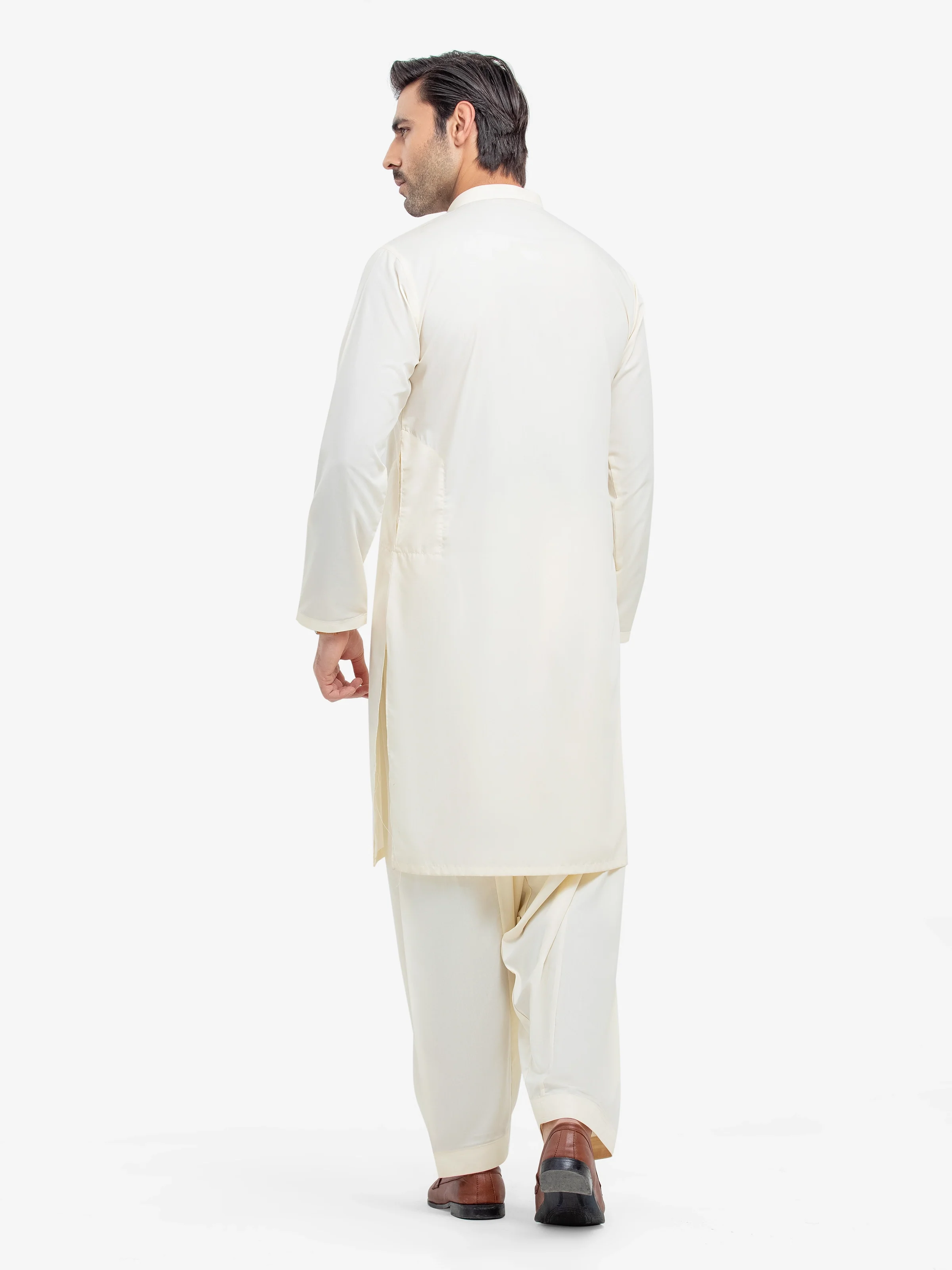 Men's Cream Shalwar Kameez - EMTKS25-41151 - Image 5