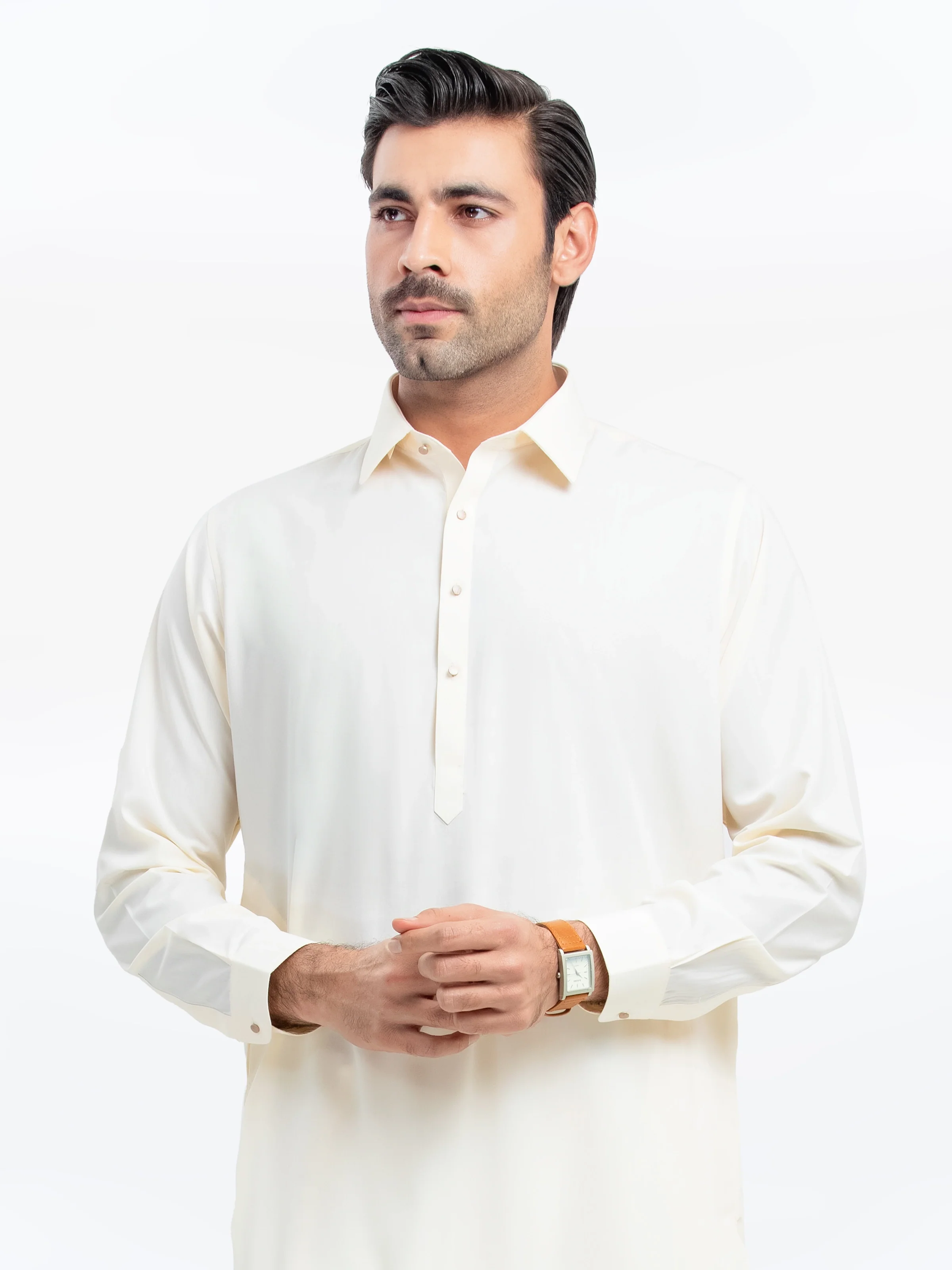 Men's Cream Shalwar Kameez - EMTKS5-41149 - Image 2