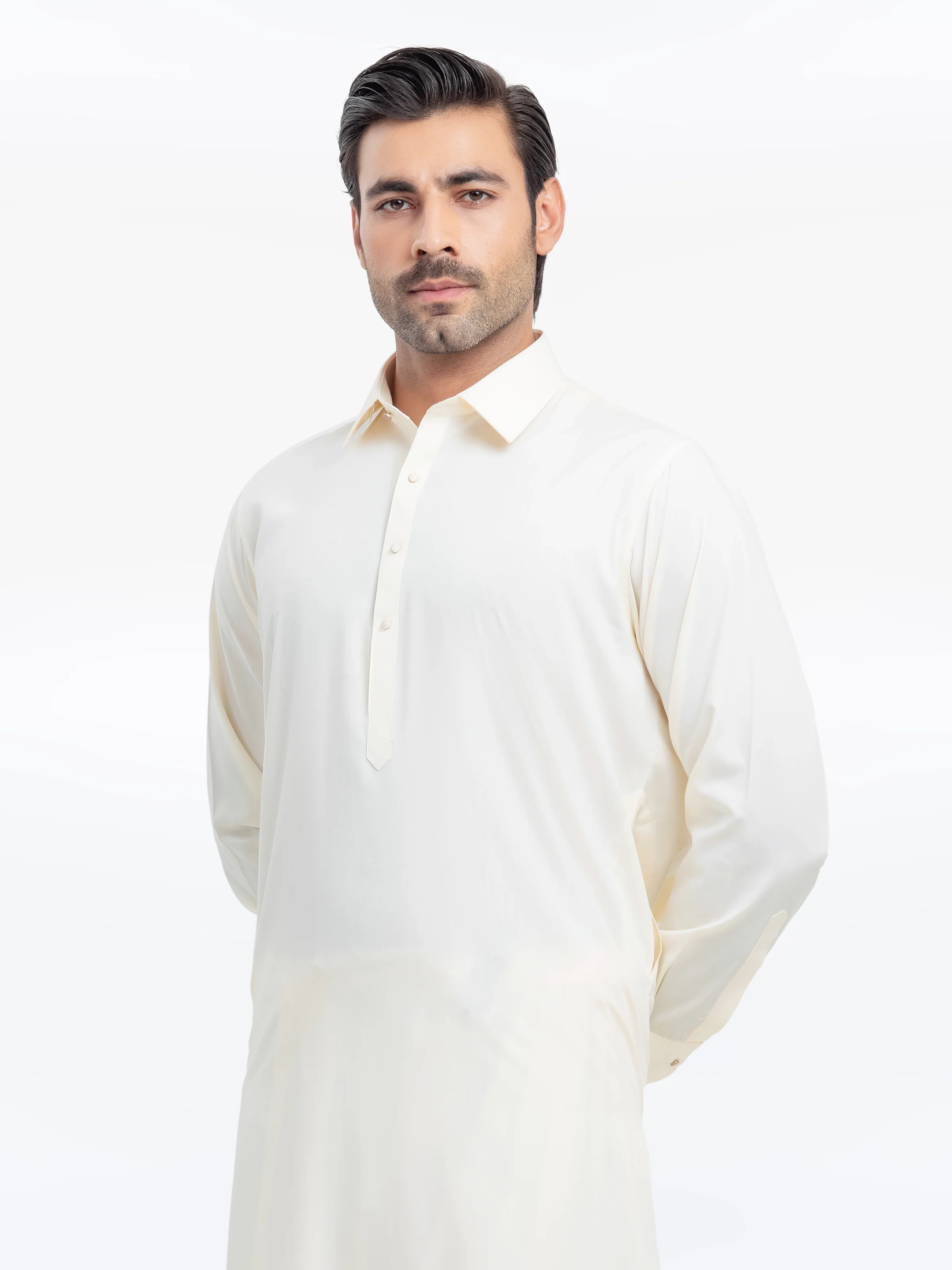 Men's Cream Shalwar Kameez - EMTKS5-41149 - Image 3
