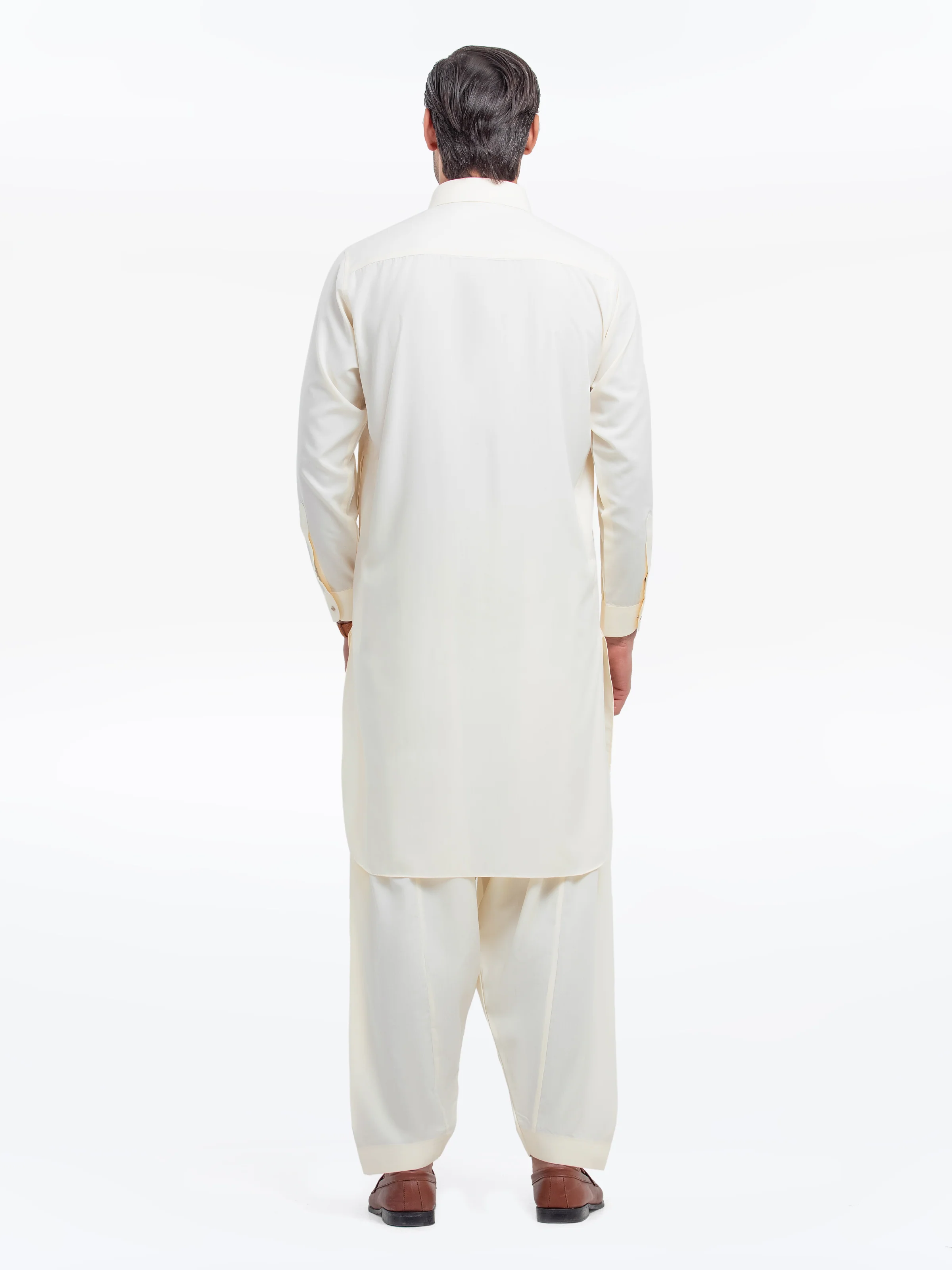 Men's Cream Shalwar Kameez - EMTKS5-41149 - Image 6