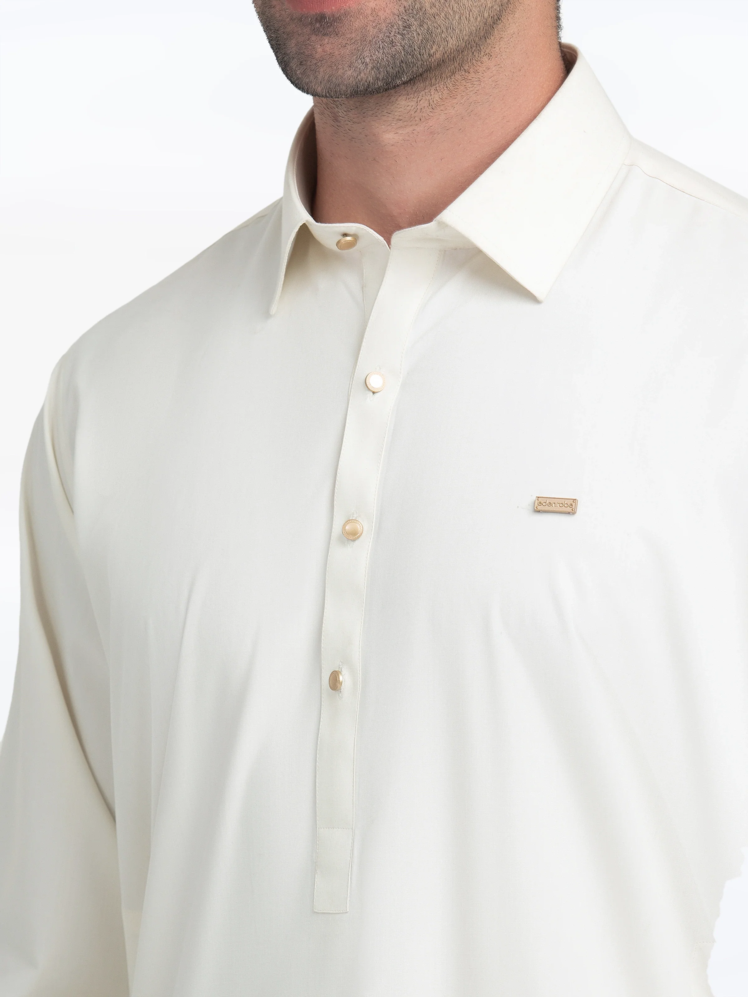 Men's Cream Shalwar Kameez - EMTKS5-41164 - Image 3
