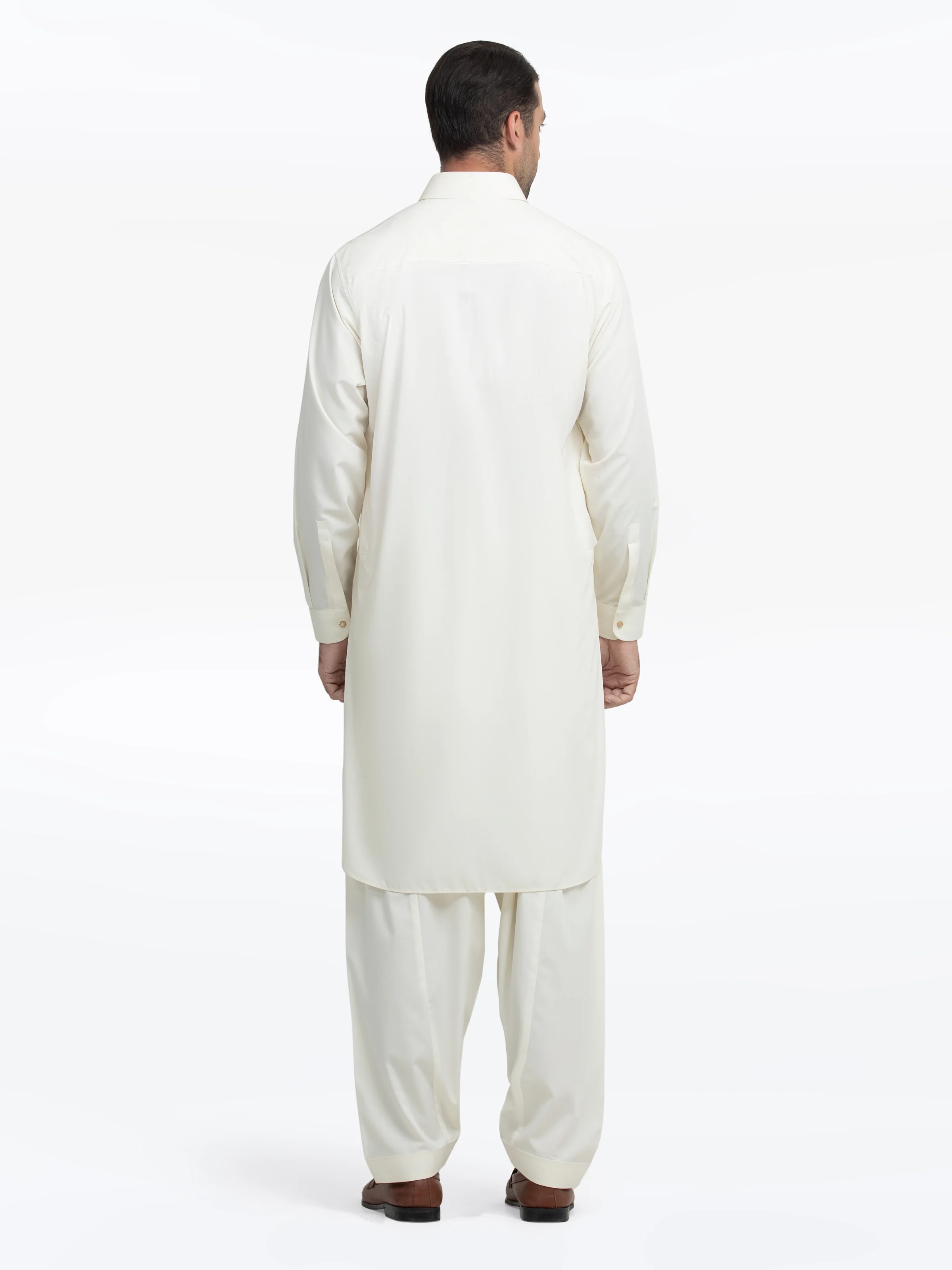 Men's Cream Shalwar Kameez - EMTKS5-41164 - Image 5